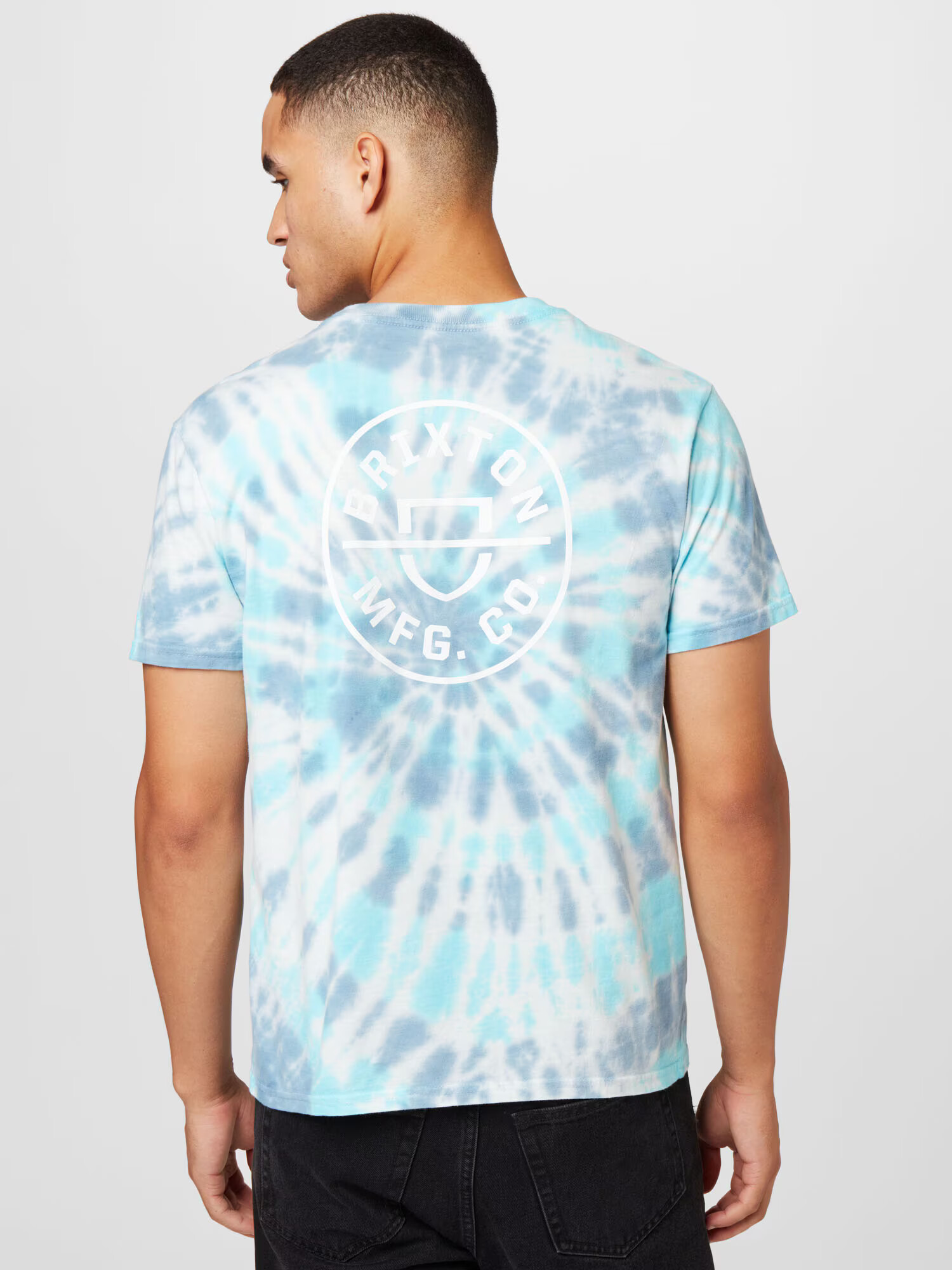 Brixton Tricou 'CREST' albastru / albastru aqua / alb - Pled.ro