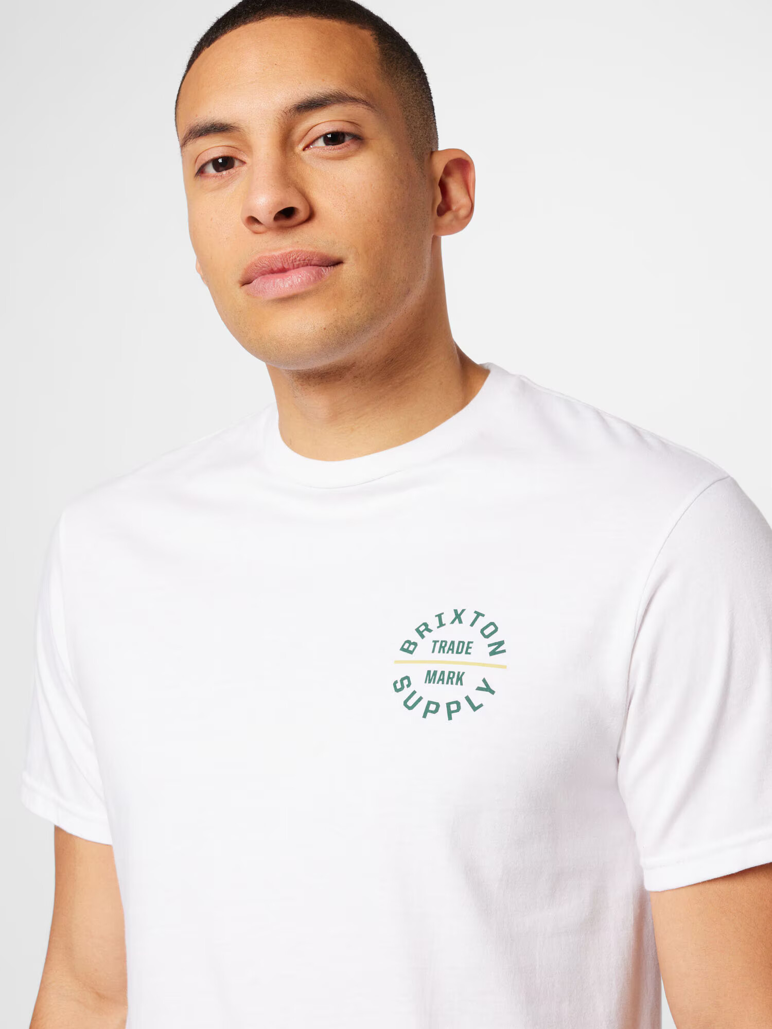 Brixton Tricou 'OATH' bej / verde smarald / alb - Pled.ro