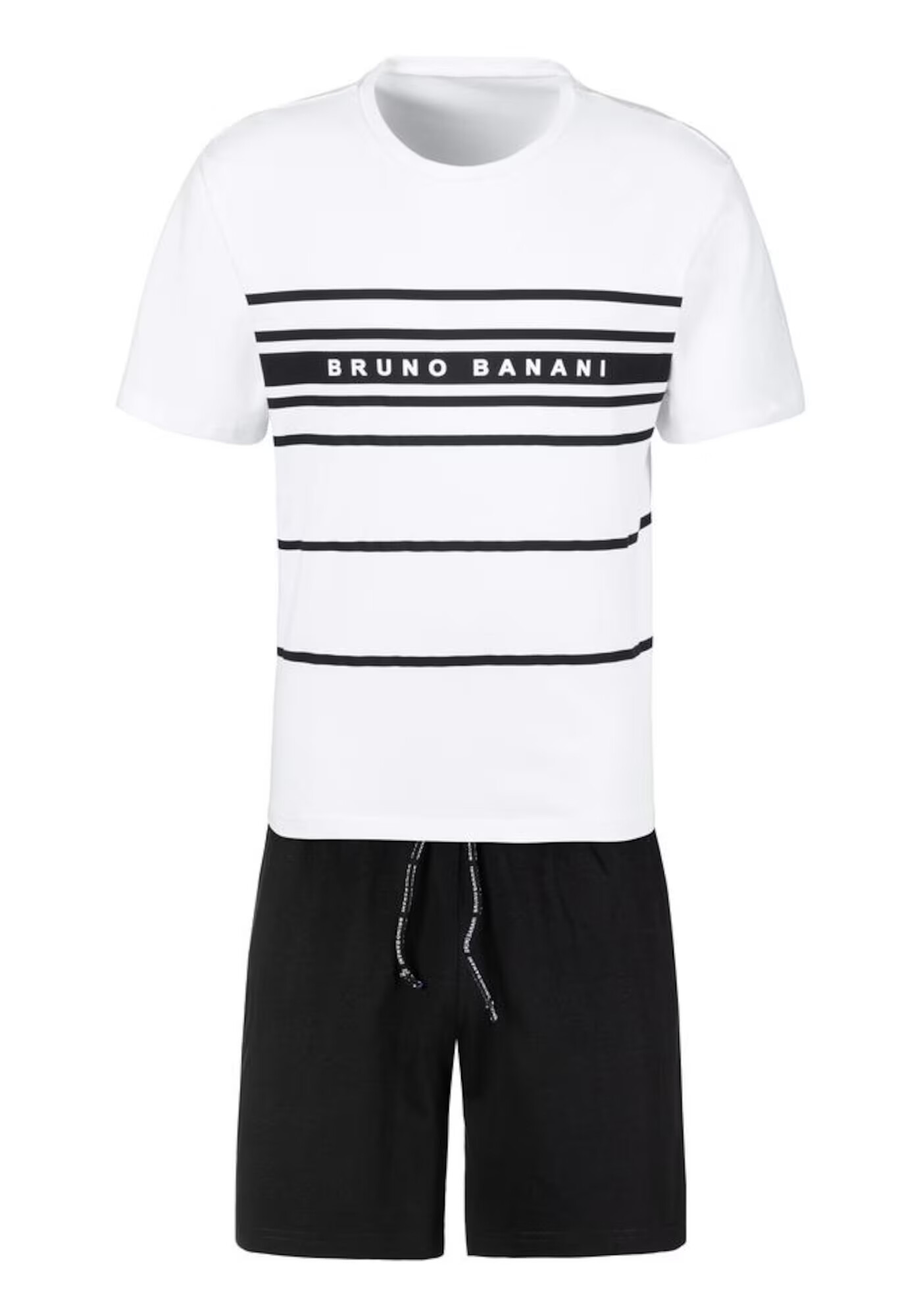 BRUNO BANANI Pijama scurtă negru / alb - Pled.ro