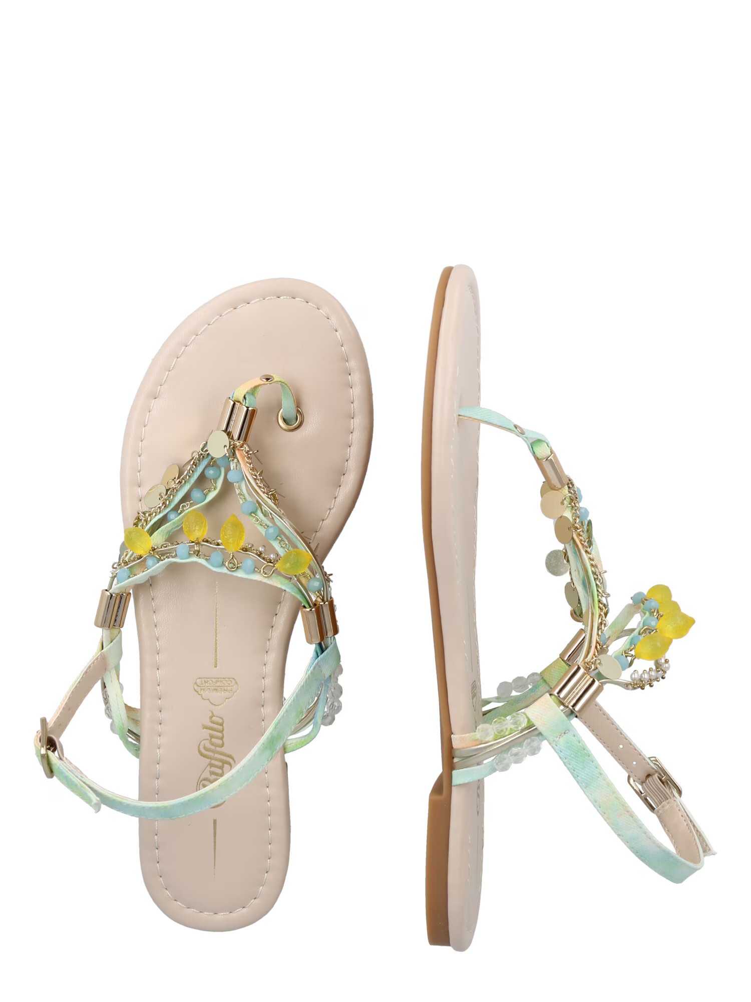 BUFFALO Flip-flops 'CAPRI VACAY' albastru aqua / galben / verde mentă - Pled.ro