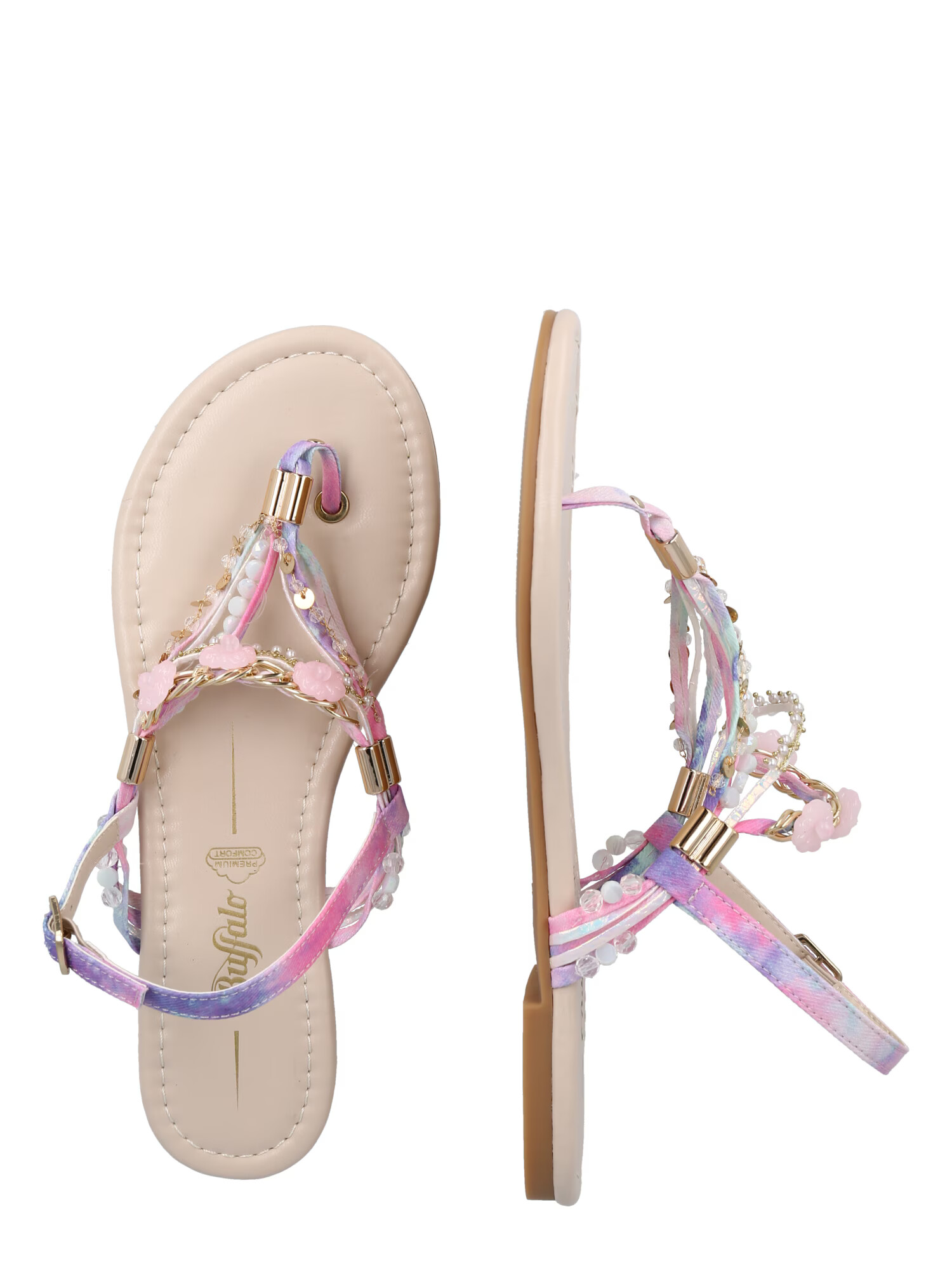 BUFFALO Flip-flops 'Capri Vacay' albastru deschis / auriu / mov deschis / roz - Pled.ro