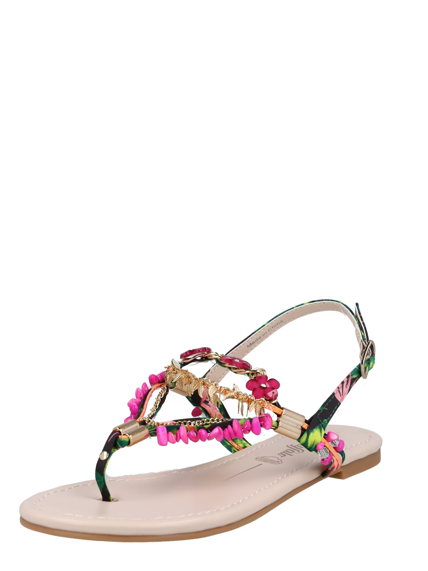 BUFFALO Flip-flops 'Capri Vacay' verde / fucsia / roz deschis / negru - Pled.ro