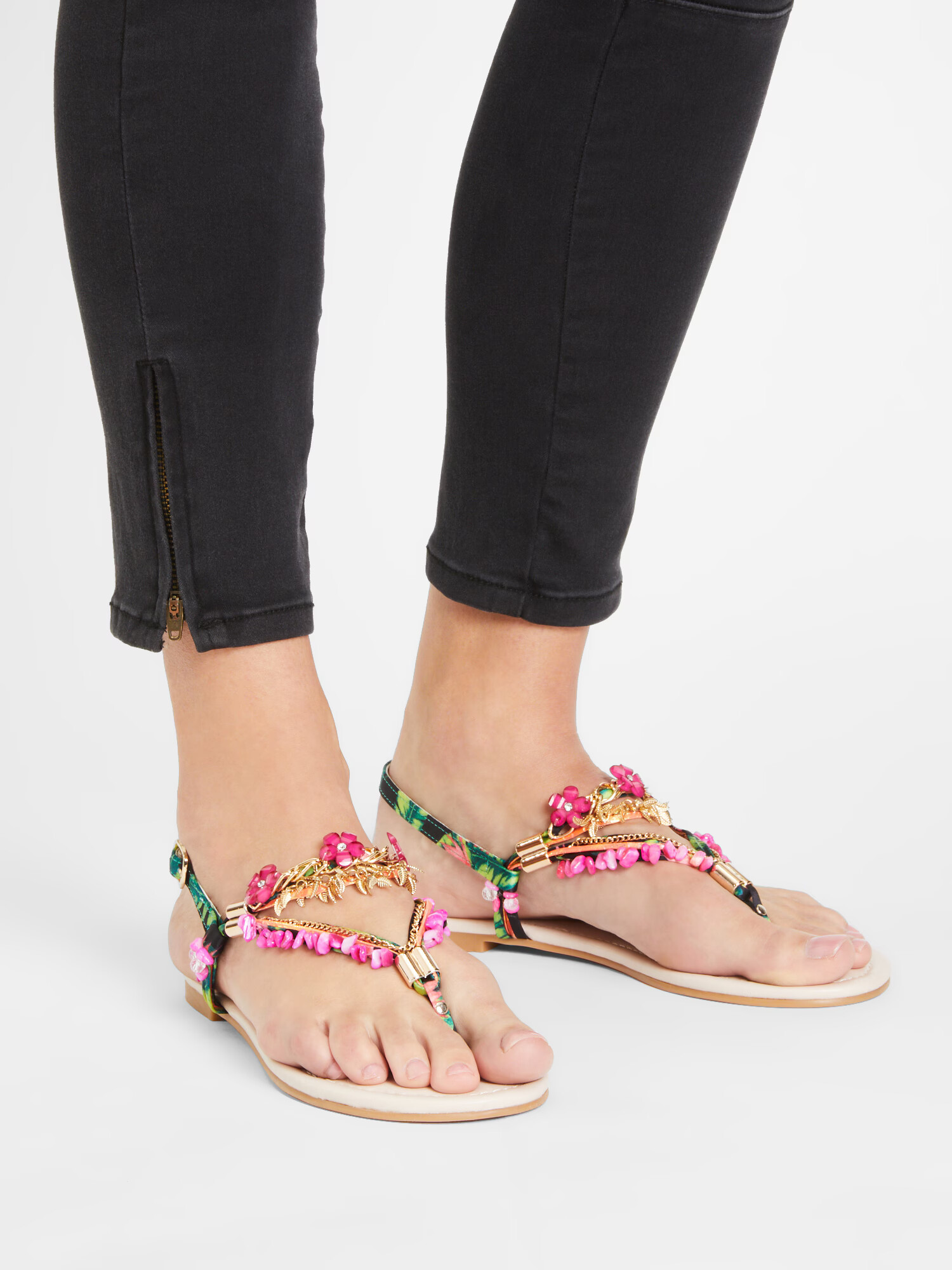 BUFFALO Flip-flops 'Capri Vacay' verde / fucsia / roz deschis / negru - Pled.ro