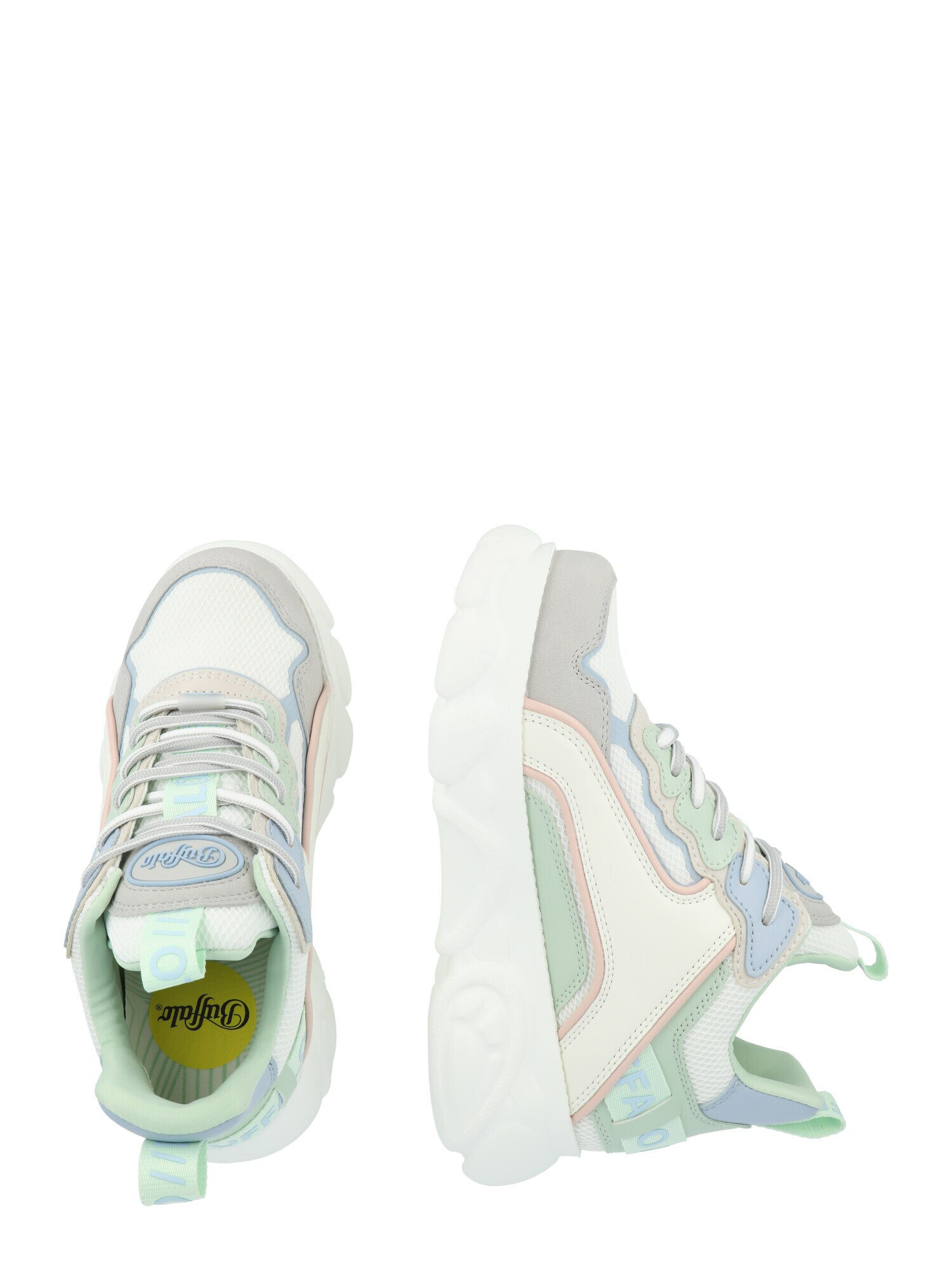 BUFFALO Sneaker low albastru deschis / gri fumuriu / verde pastel / alb - Pled.ro