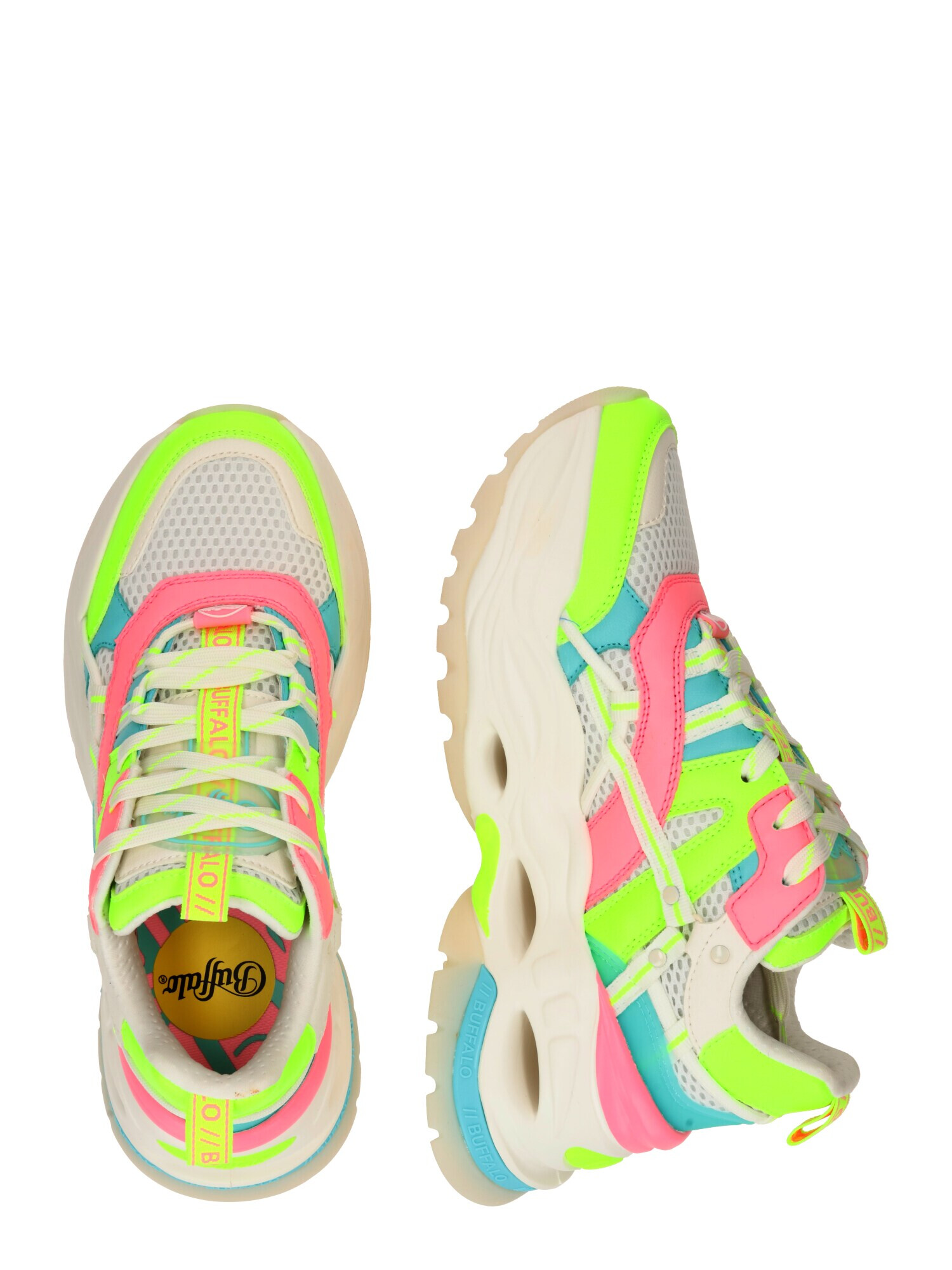 BUFFALO Sneaker low albastru / verde neon / roz / alb - Pled.ro