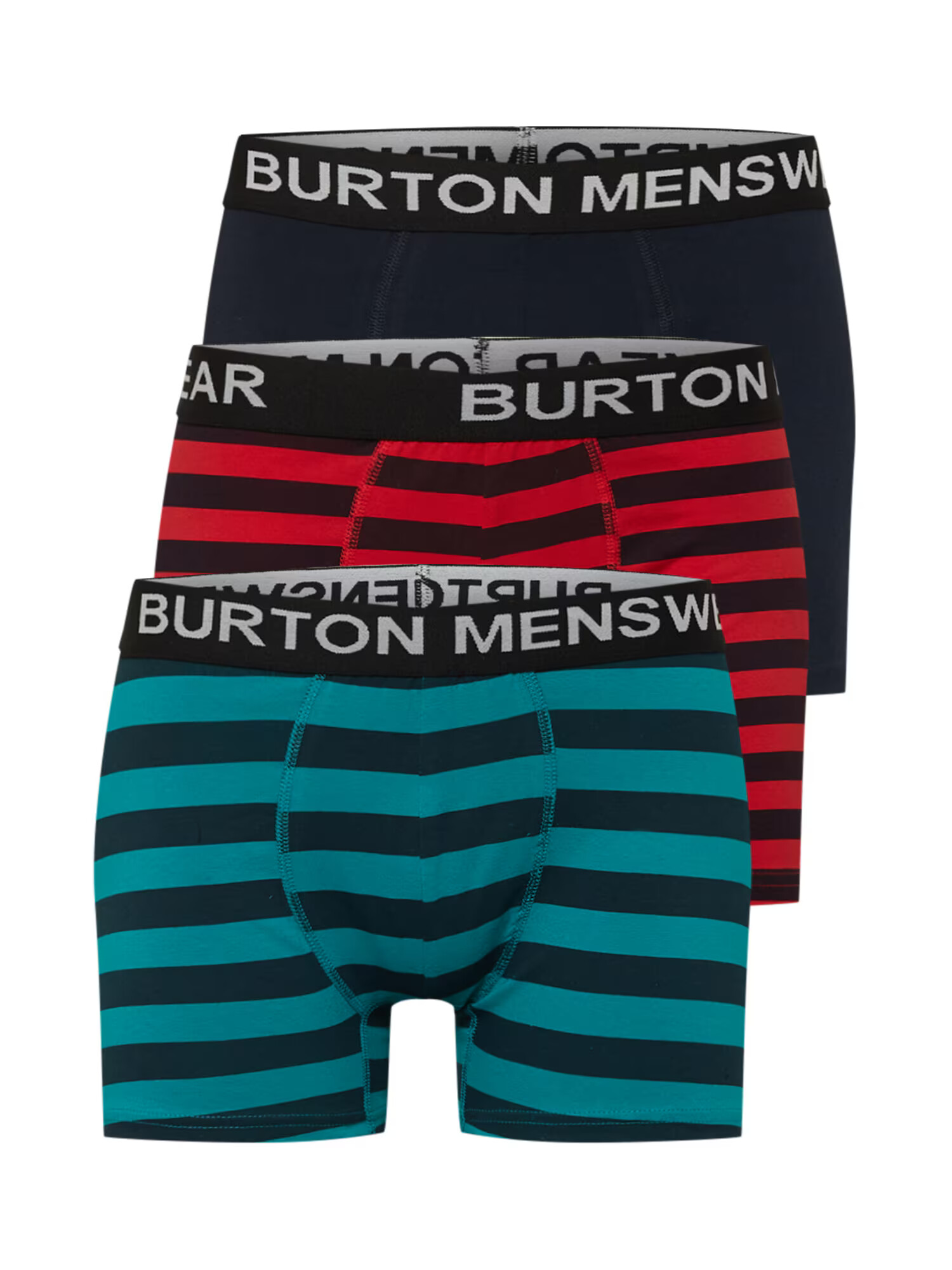 BURTON MENSWEAR LONDON Boxeri gri fumuriu / verde petrol / roși aprins / negru - Pled.ro