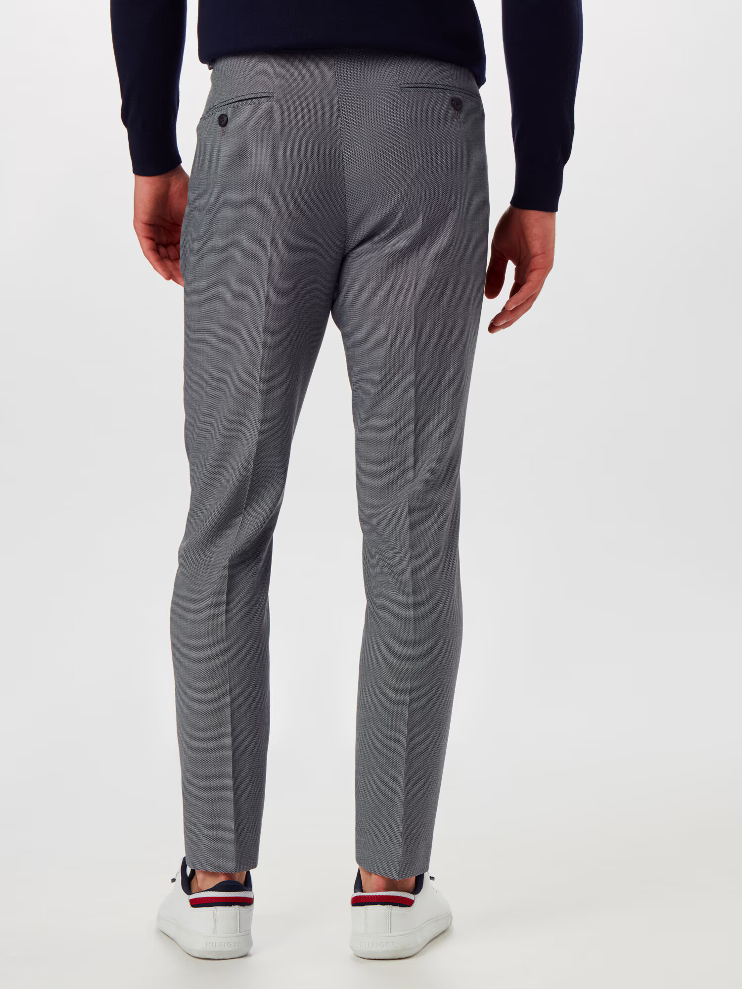 BURTON MENSWEAR LONDON Pantaloni cu dungă 'GREY MICRO TEXTURE SLIM' gri - Pled.ro