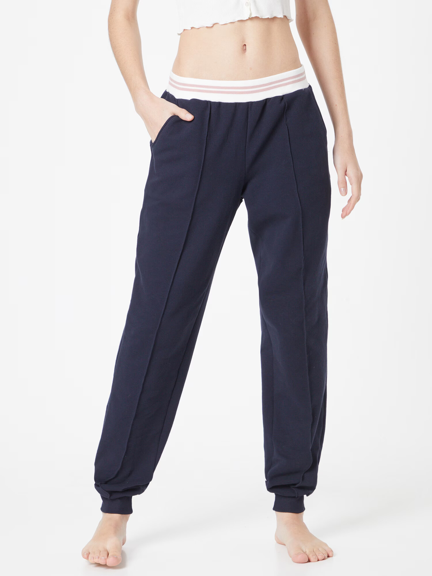 CALIDA Pantaloni de pijama albastru marin / roșu pastel / alb murdar - Pled.ro