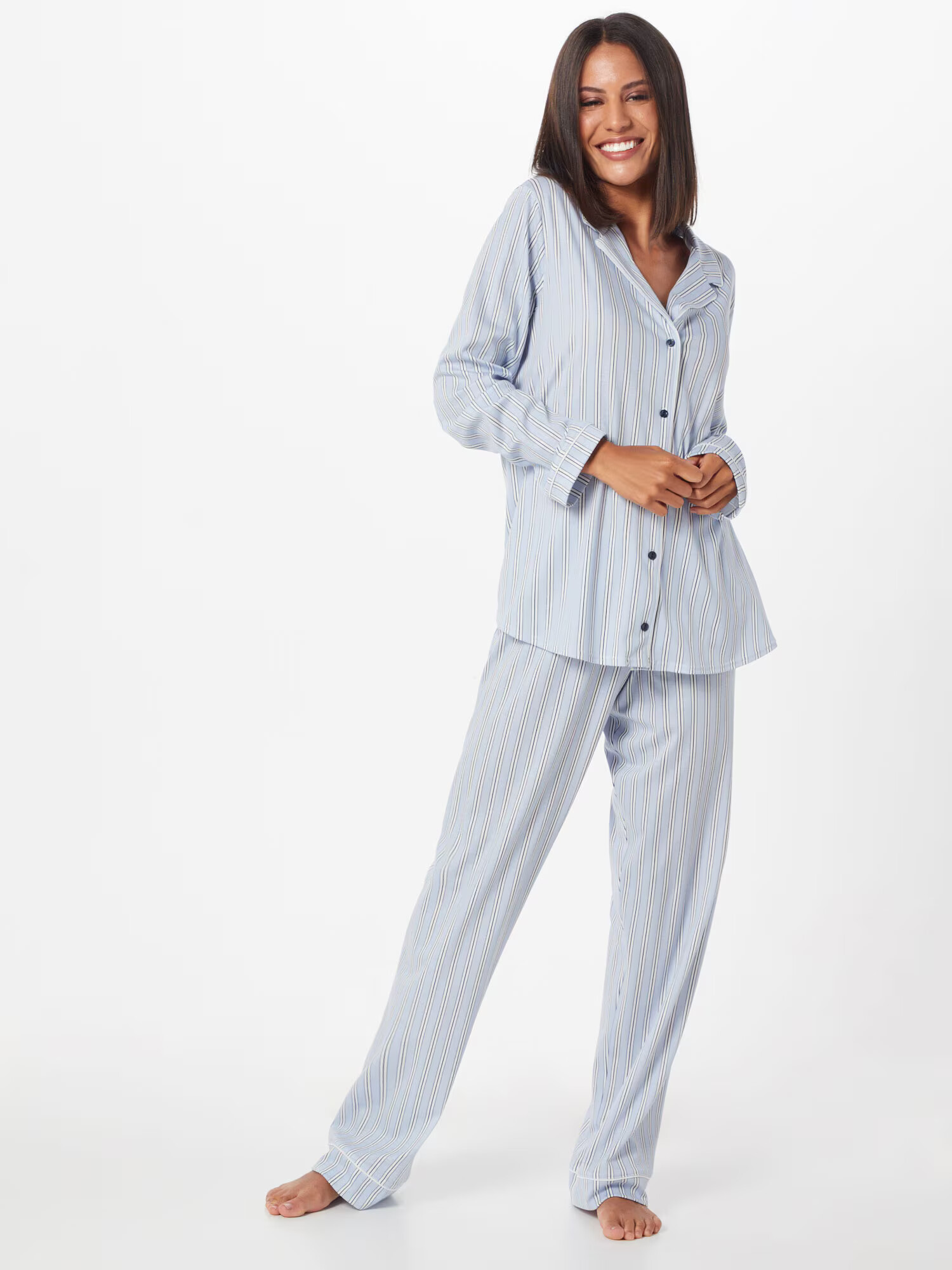 CALIDA Pijama 'Sweet Dreams' bleumarin / albastru deschis / alb - Pled.ro