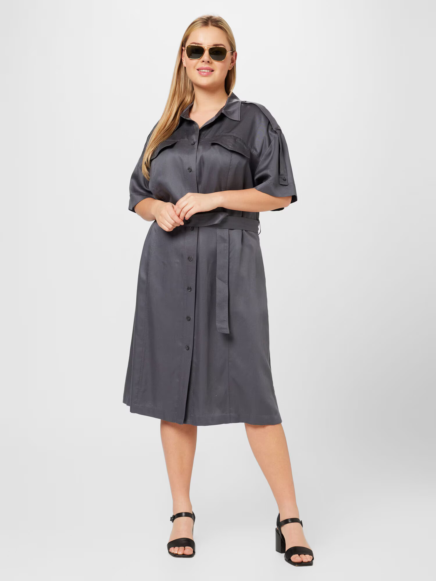 Calvin Klein Curve Rochie tip bluză albastru porumbel - Pled.ro