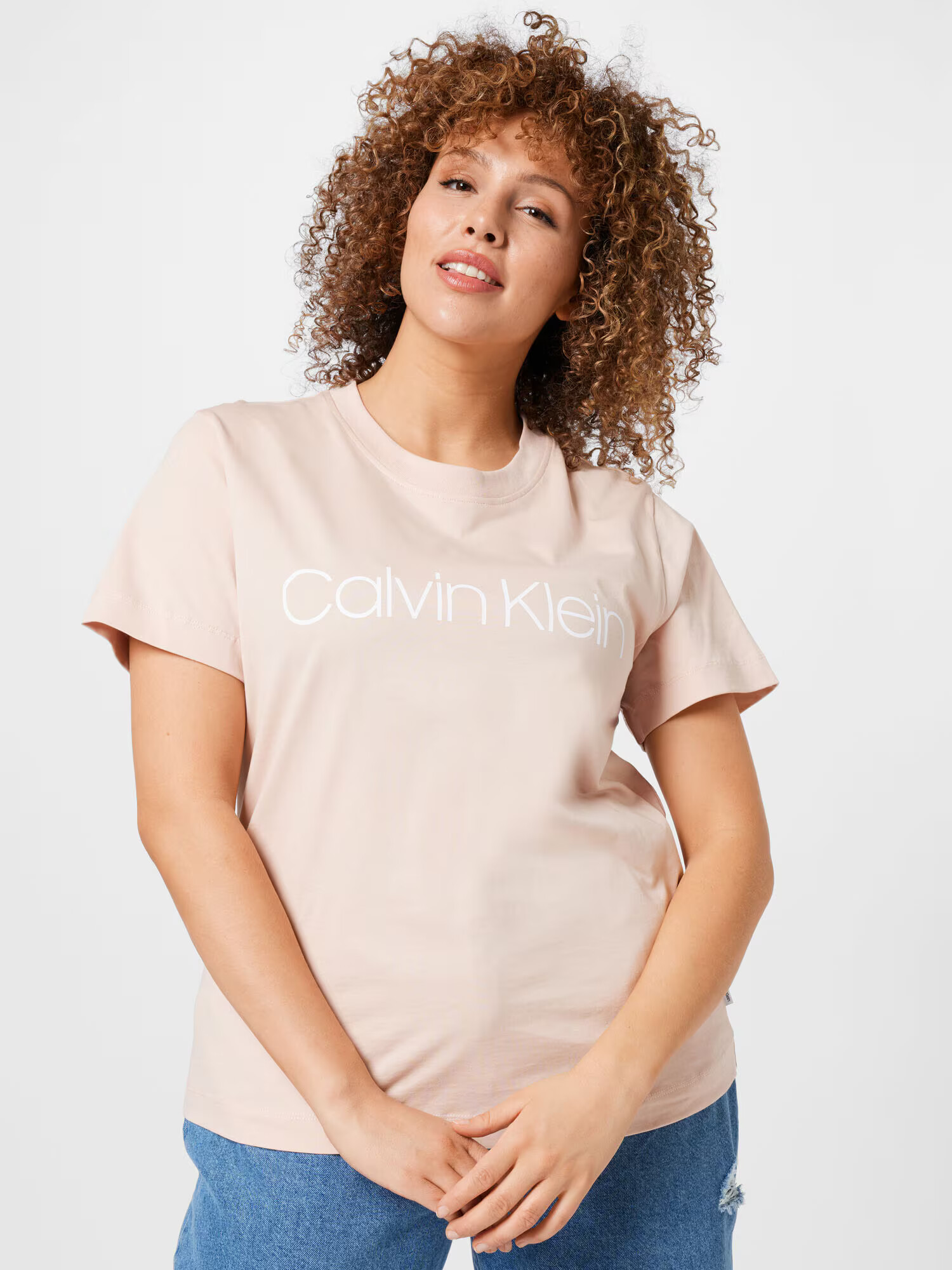 Calvin Klein Curve Tricou roz / alb - Pled.ro