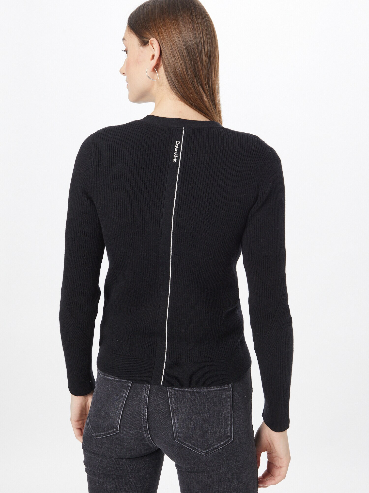 Calvin Klein Geacă tricotată negru / alb - Pled.ro