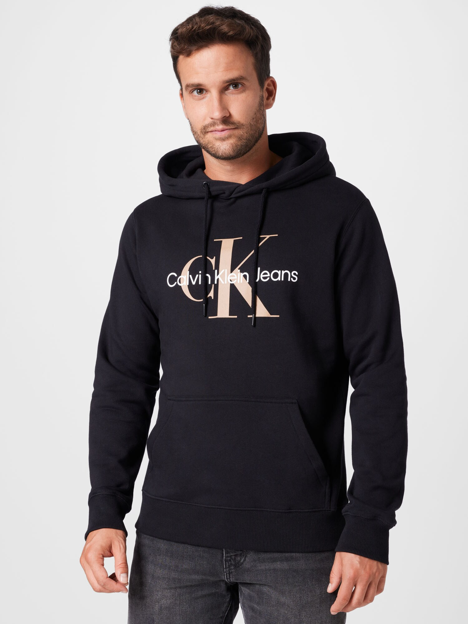 Calvin Klein Jeans Bluză de molton bej / negru / alb - Pled.ro