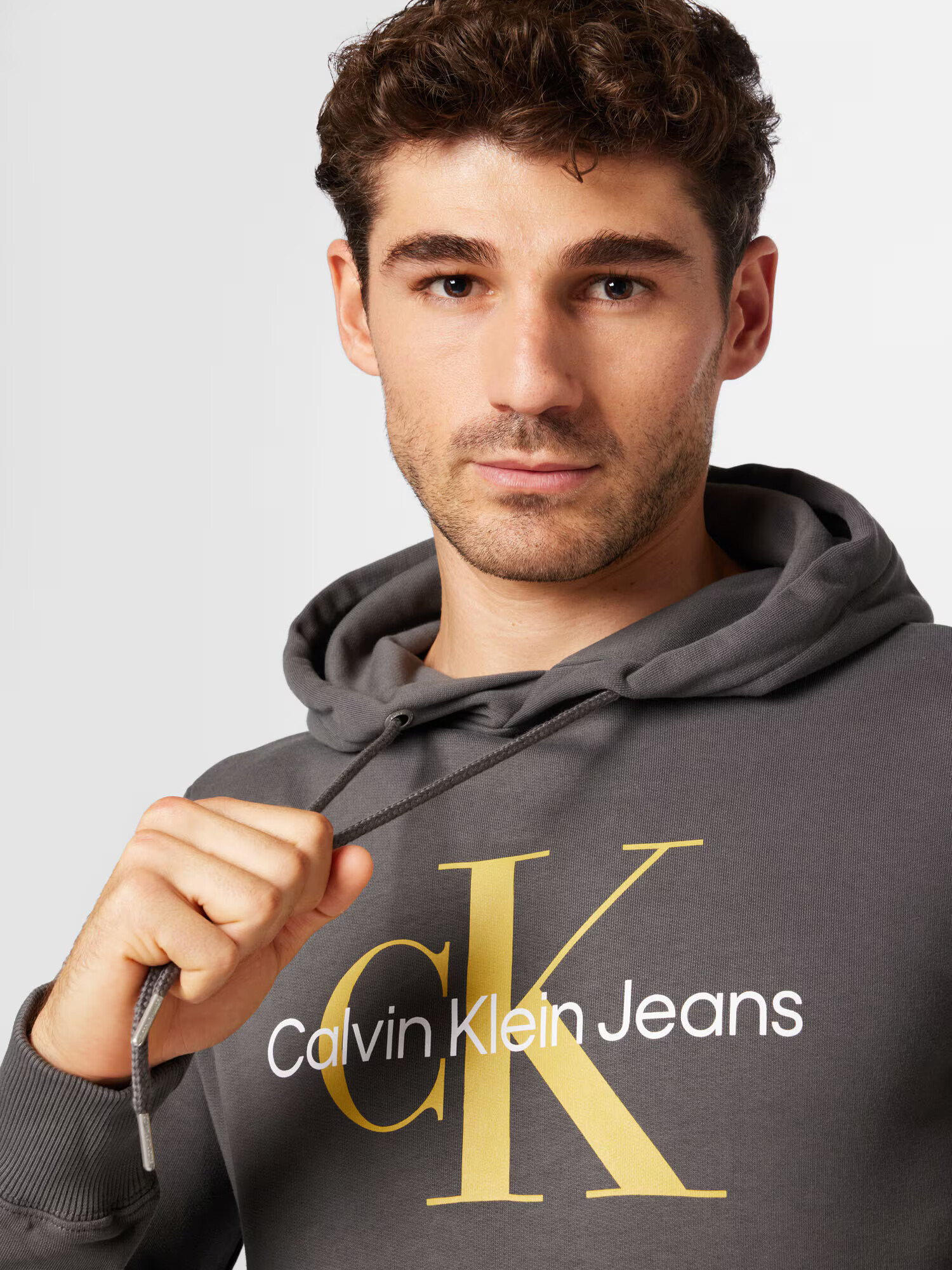 Calvin Klein Jeans Bluză de molton galben închis / gri închis / alb - Pled.ro