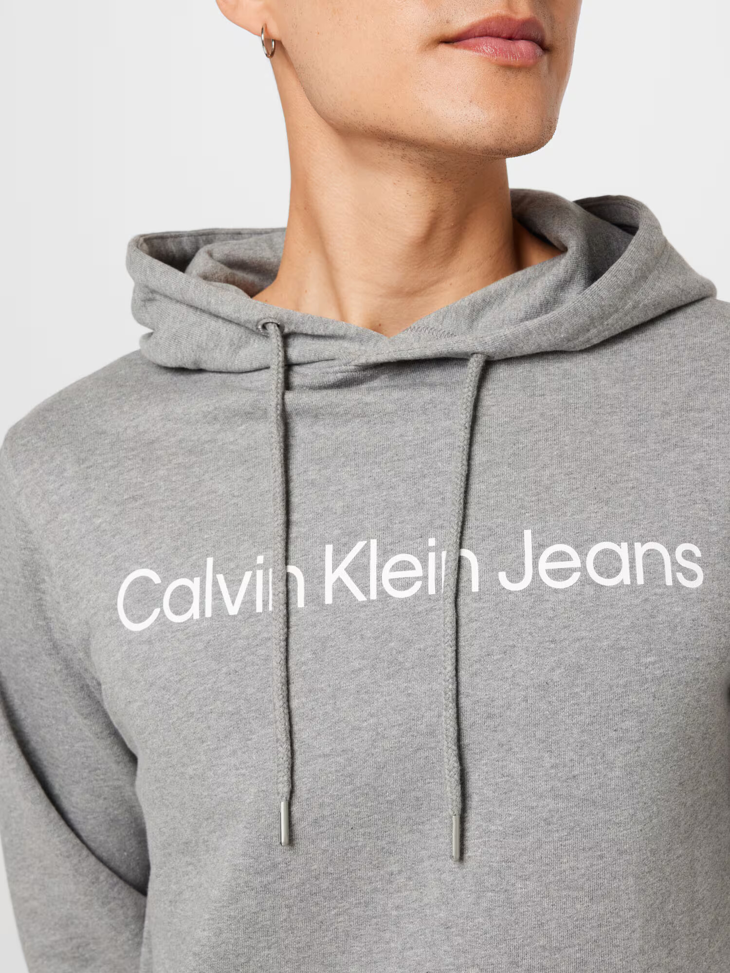 Calvin Klein Jeans Bluză de molton gri / alb - Pled.ro