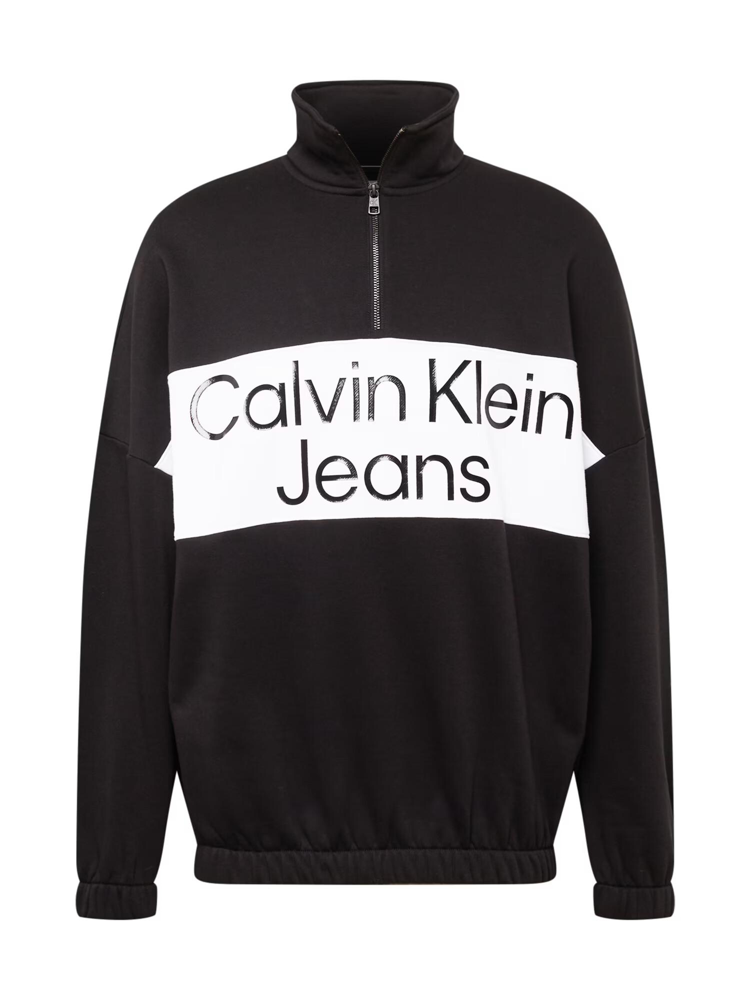 Calvin Klein Jeans Bluză de molton negru / alb - Pled.ro