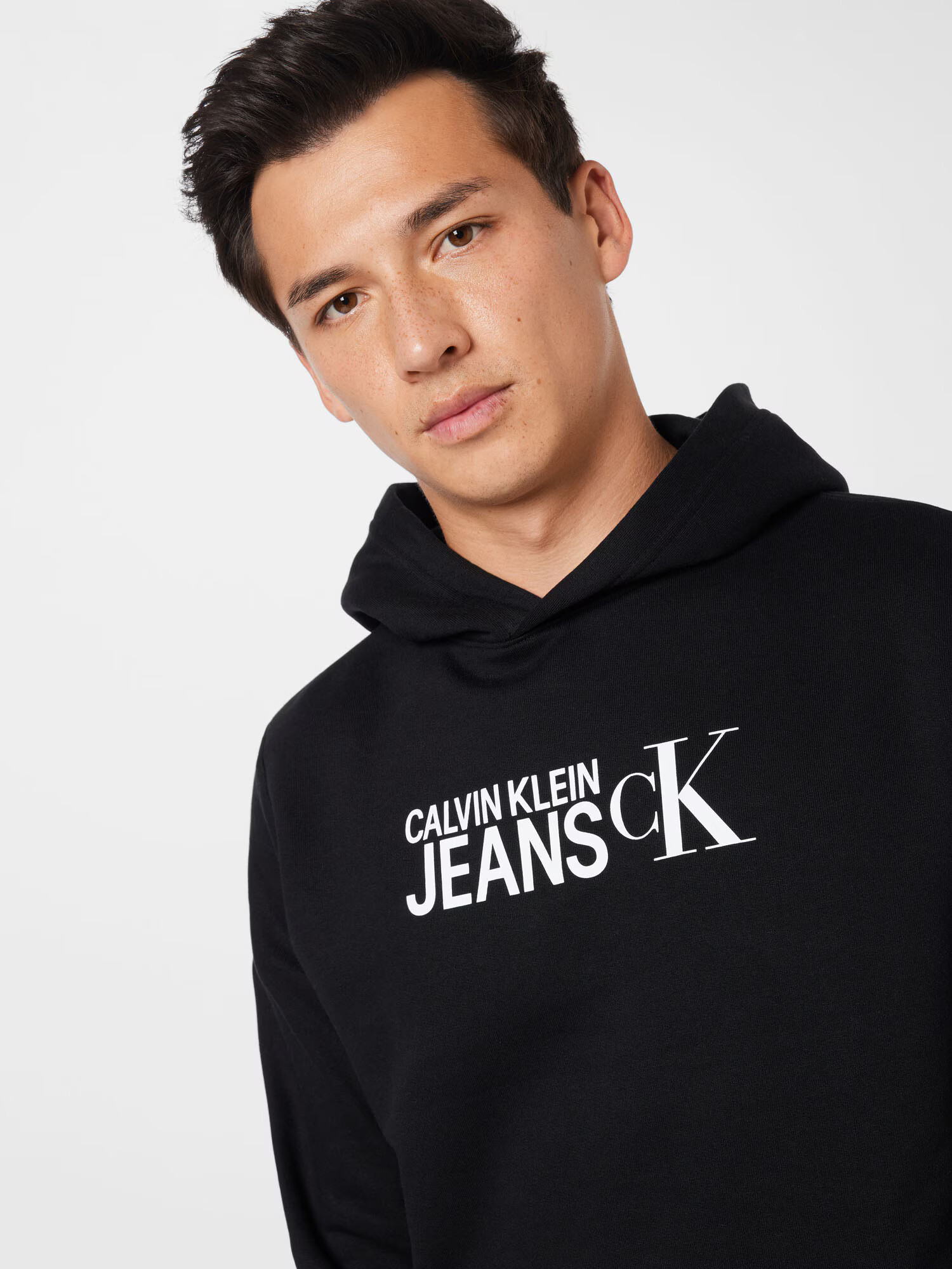 Calvin Klein Jeans Bluză de molton negru / alb - Pled.ro