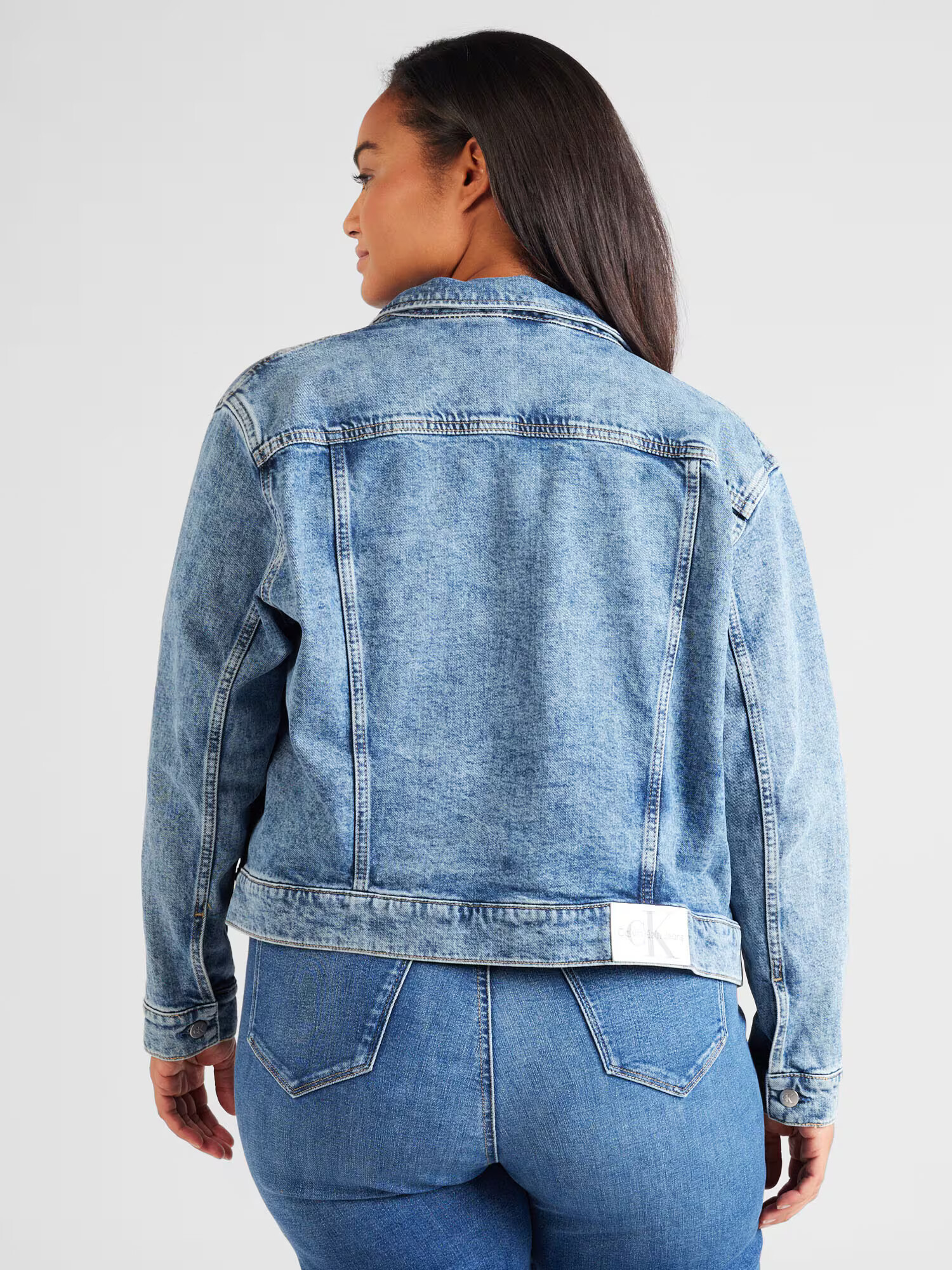 Calvin Klein Jeans Curve Geacă de primăvară-toamnă albastru denim - Pled.ro