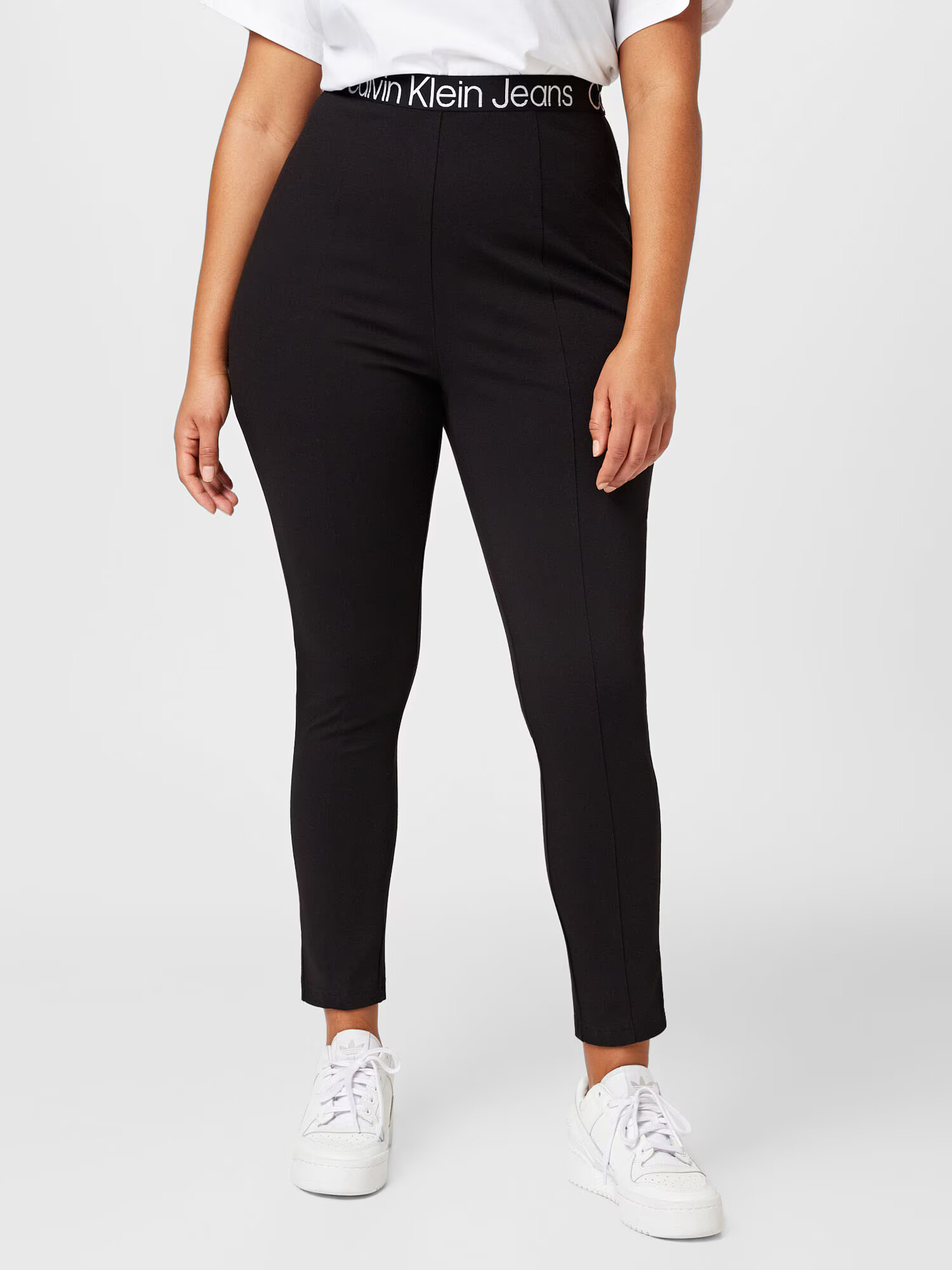 Calvin Klein Jeans Curve Leggings negru / alb - Pled.ro