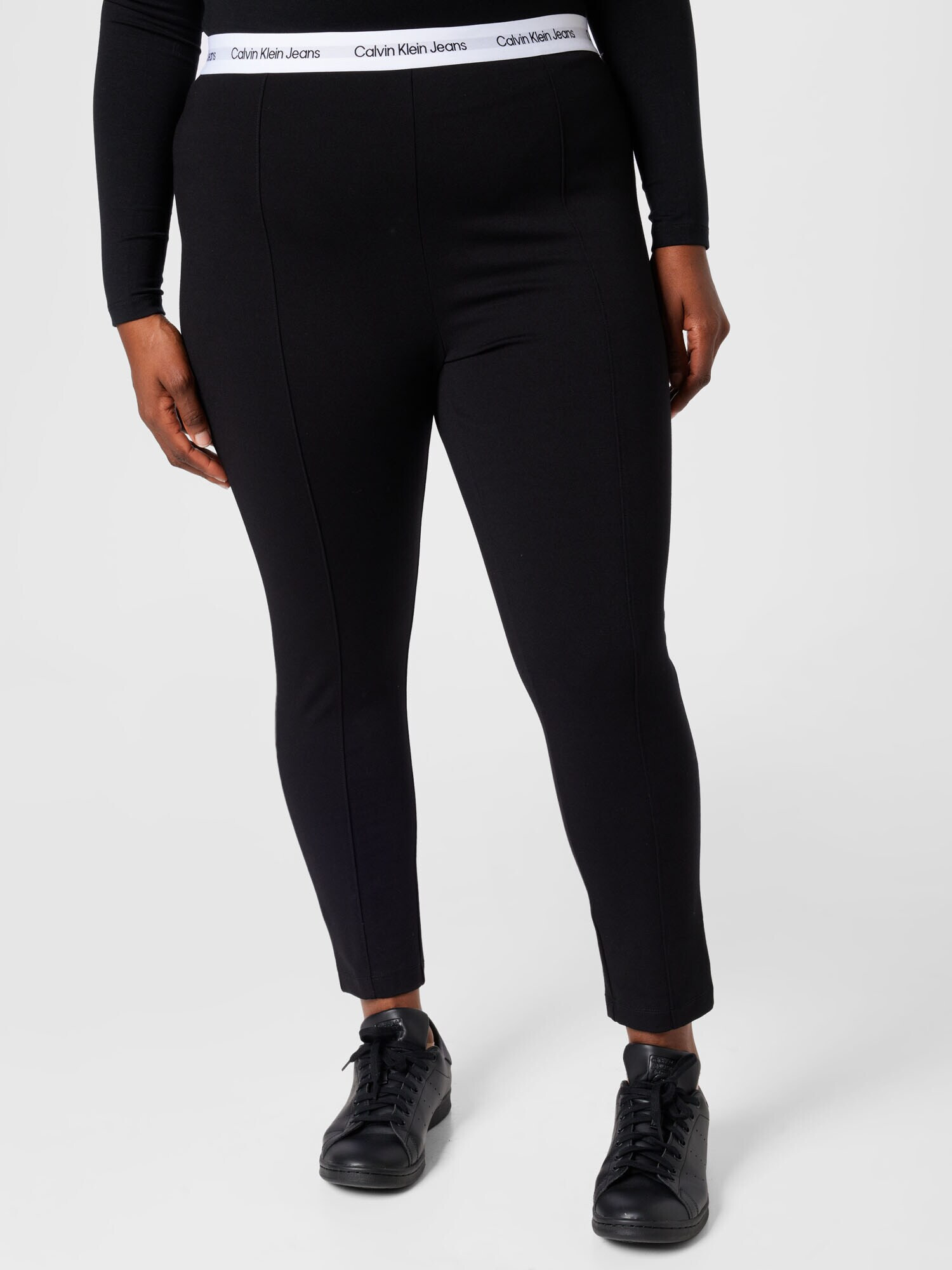 Calvin Klein Jeans Curve Leggings negru / alb - Pled.ro