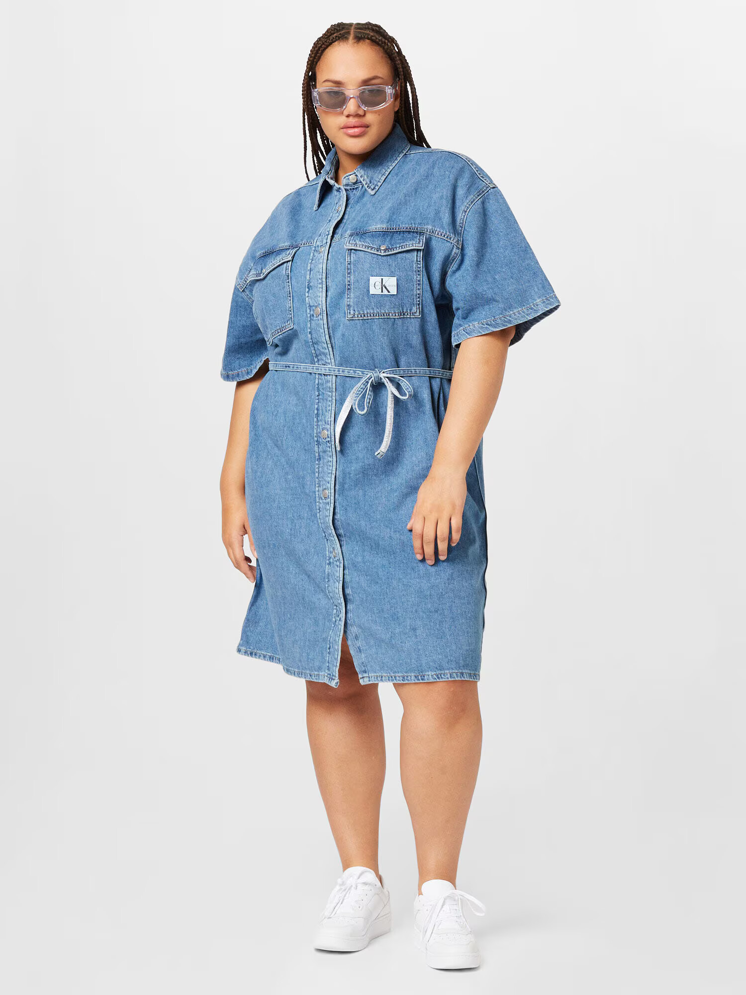 Calvin Klein Jeans Curve Rochie tip bluză albastru denim - Pled.ro