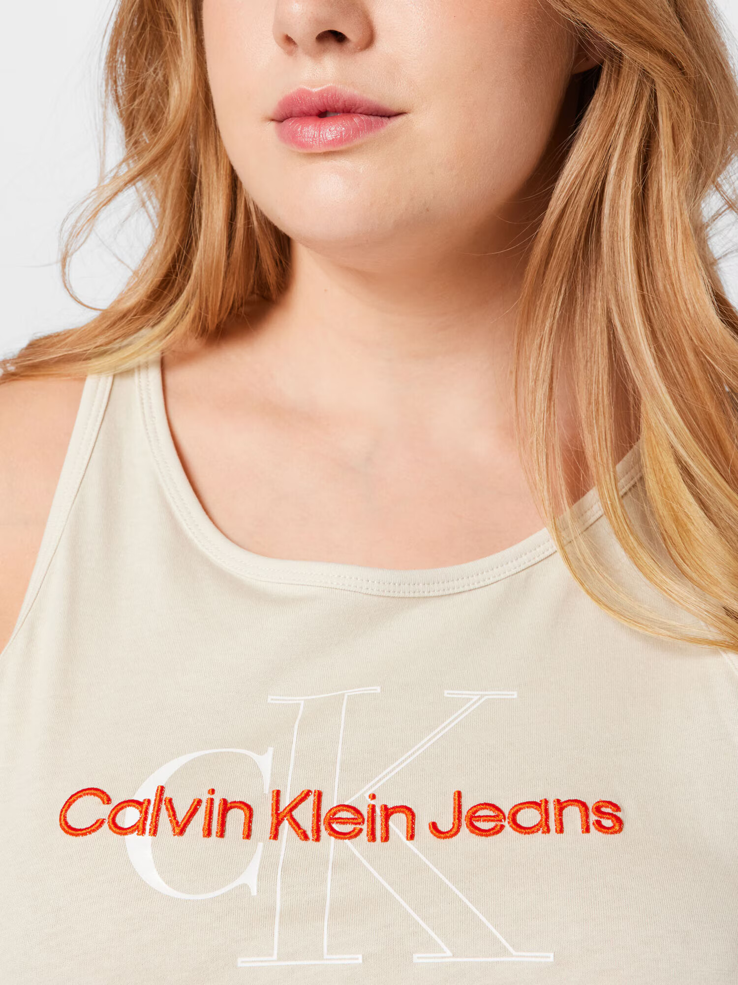 Calvin Klein Jeans Curve Top bej / portocaliu / alb - Pled.ro