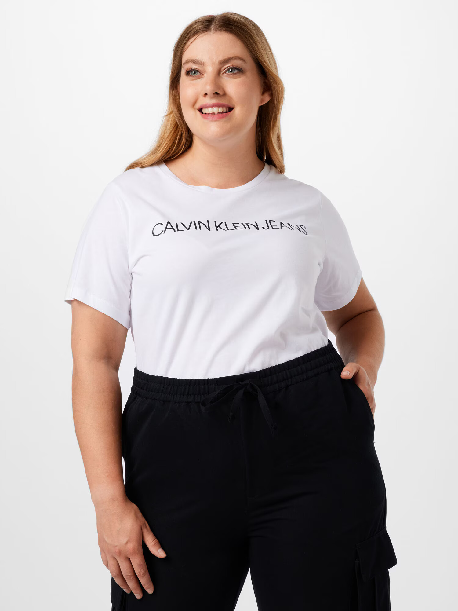 Calvin Klein Jeans Curve Tricou albastru închis / alb - Pled.ro