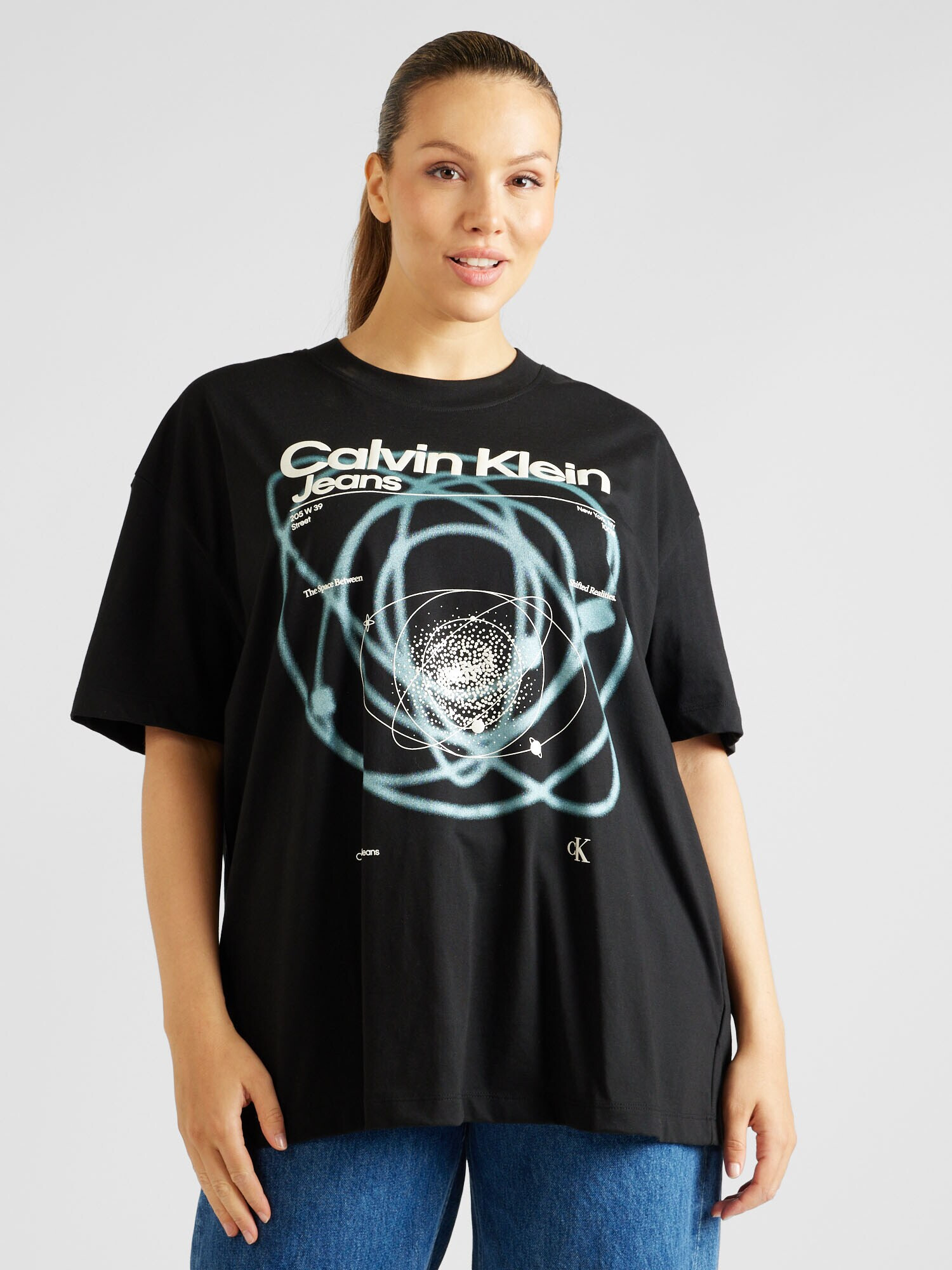 Calvin Klein Jeans Curve Tricou 'Galaxy' opal / negru / alb - Pled.ro