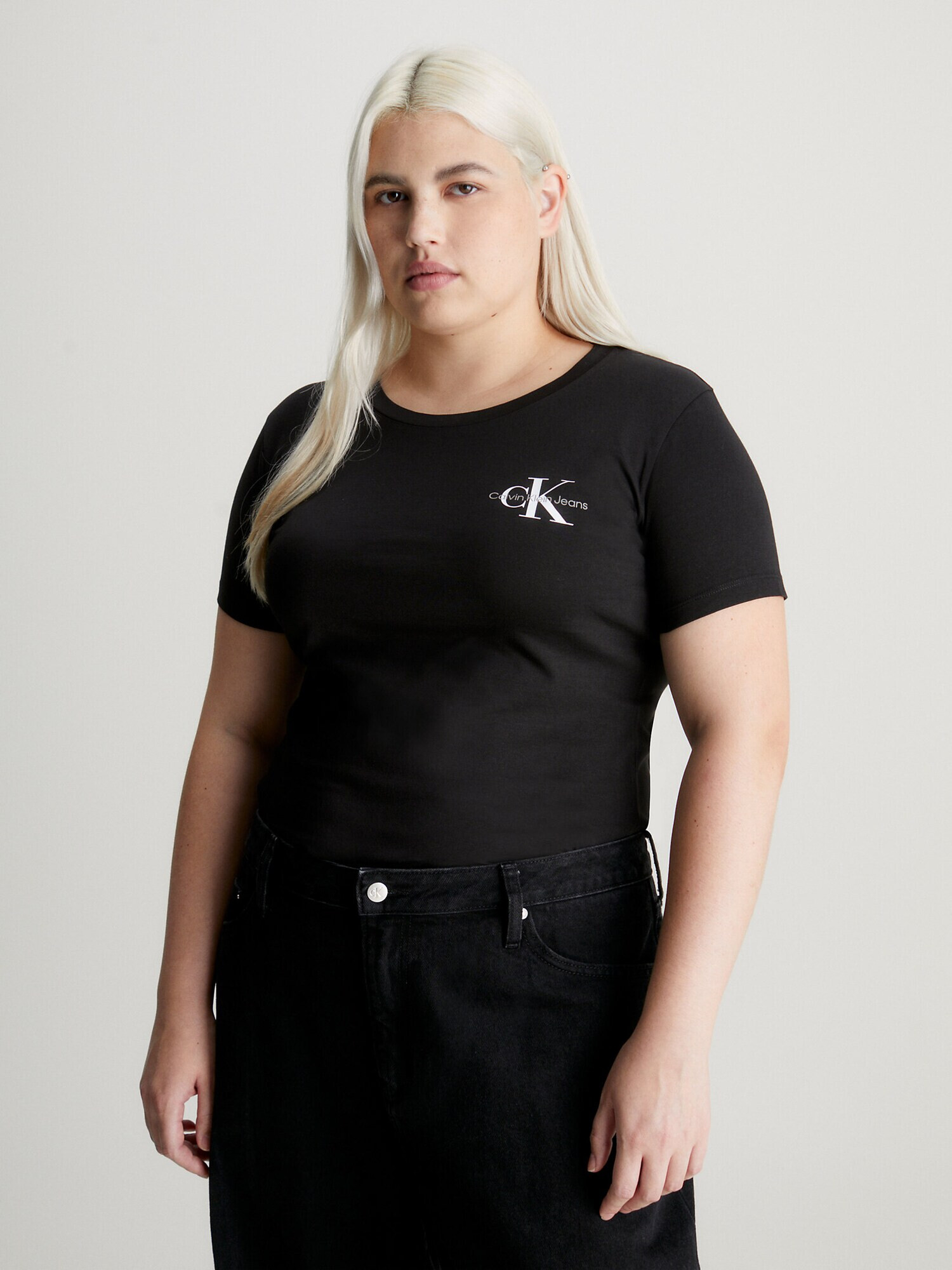 Calvin Klein Jeans Curve Tricou gri închis / roz / negru / alb - Pled.ro