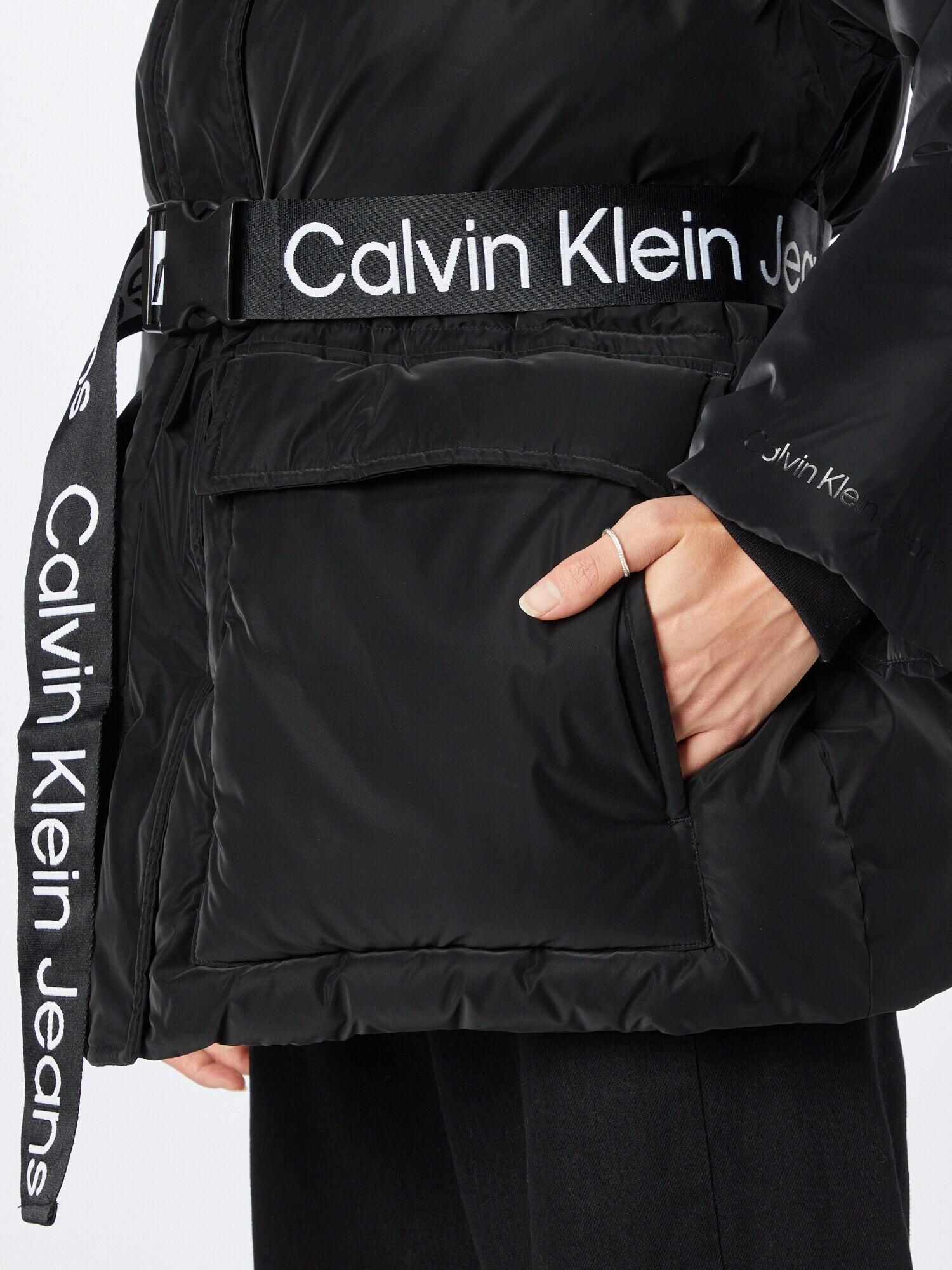 Calvin Klein Jeans Geacă de iarnă negru / alb - Pled.ro