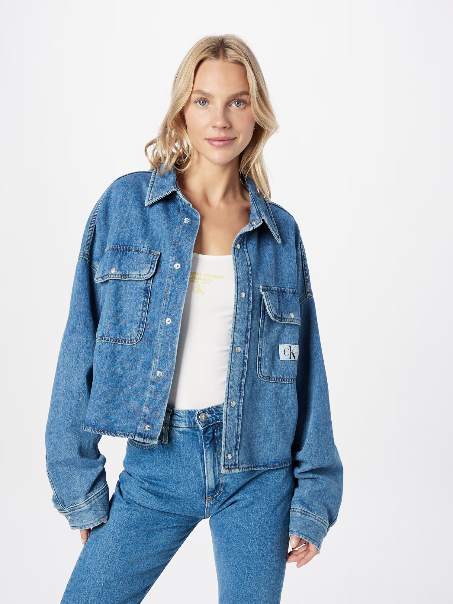 Calvin Klein Jeans Geacă de primăvară-toamnă albastru denim - Pled.ro