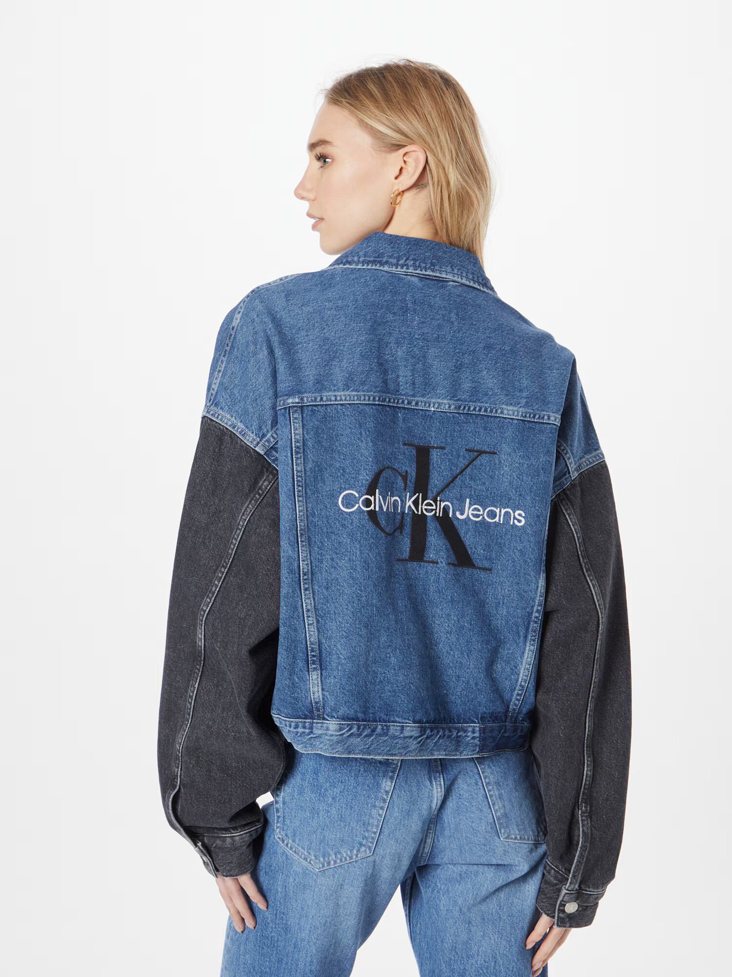 Calvin Klein Jeans Geacă de primăvară-toamnă albastru denim / albastru închis / negru denim / alb - Pled.ro