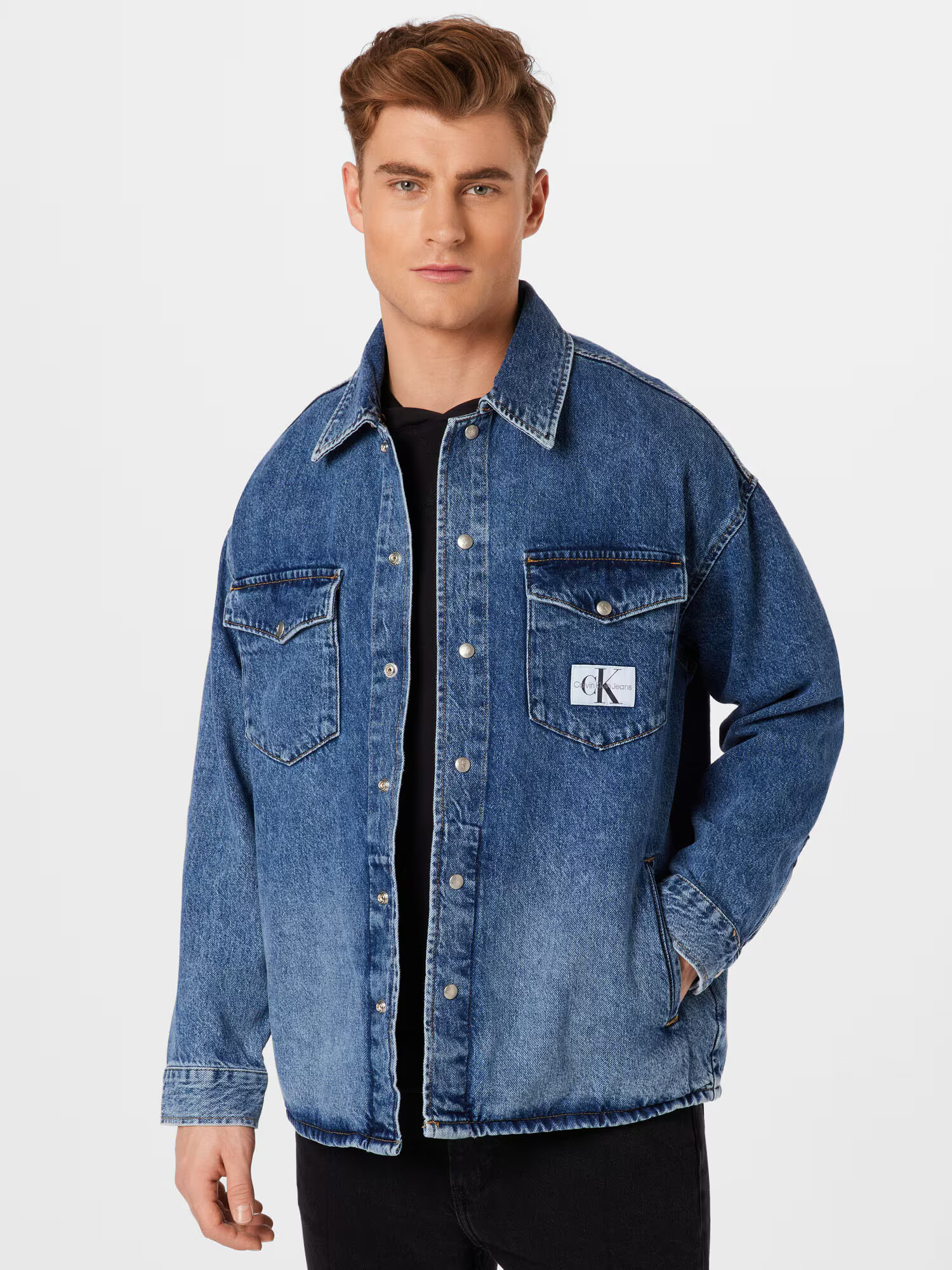 Calvin Klein Jeans Geacă de primăvară-toamnă albastru denim / gri - Pled.ro