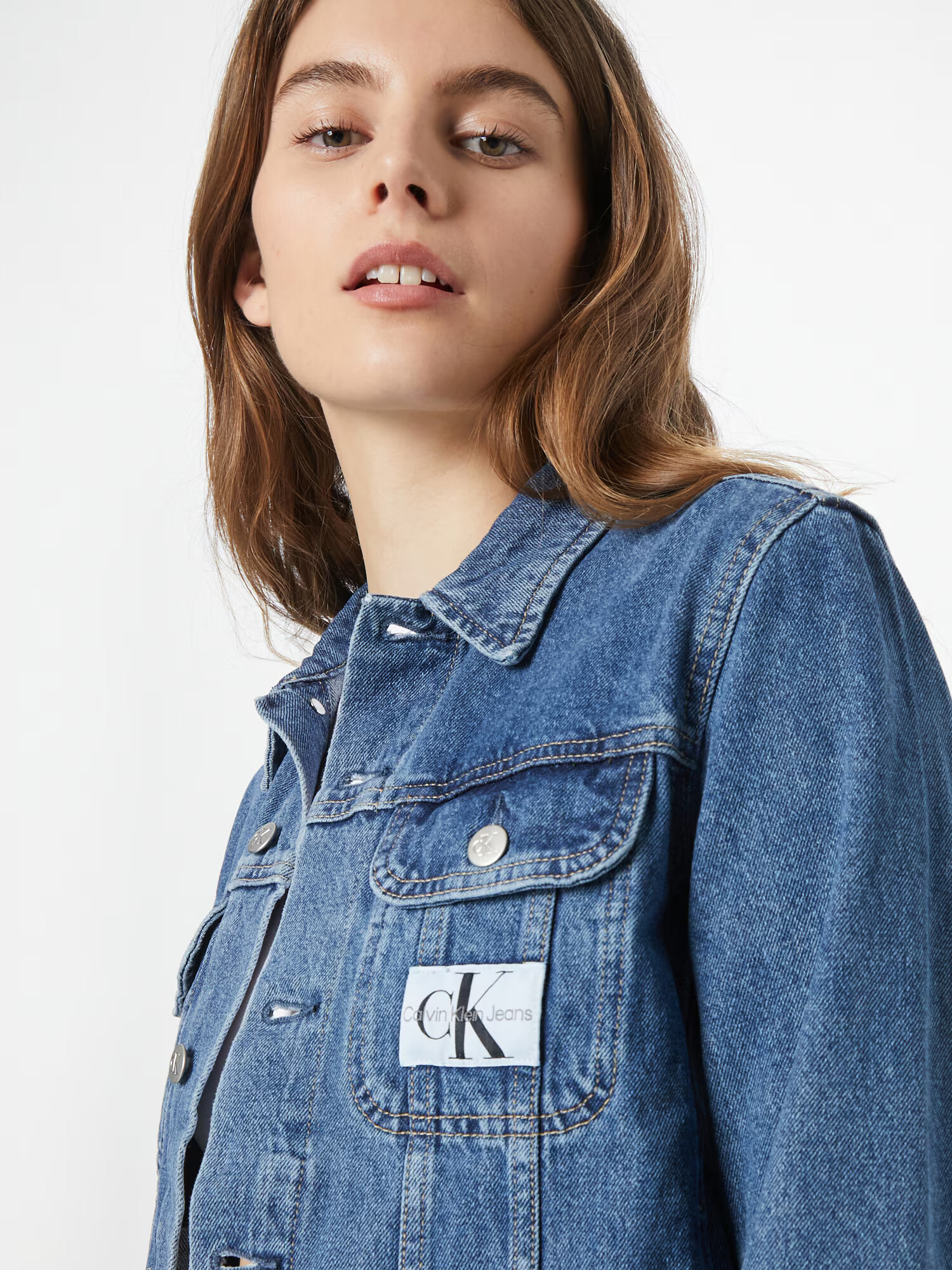 Calvin Klein Jeans Geacă de primăvară-toamnă albastru denim / negru / alb - Pled.ro