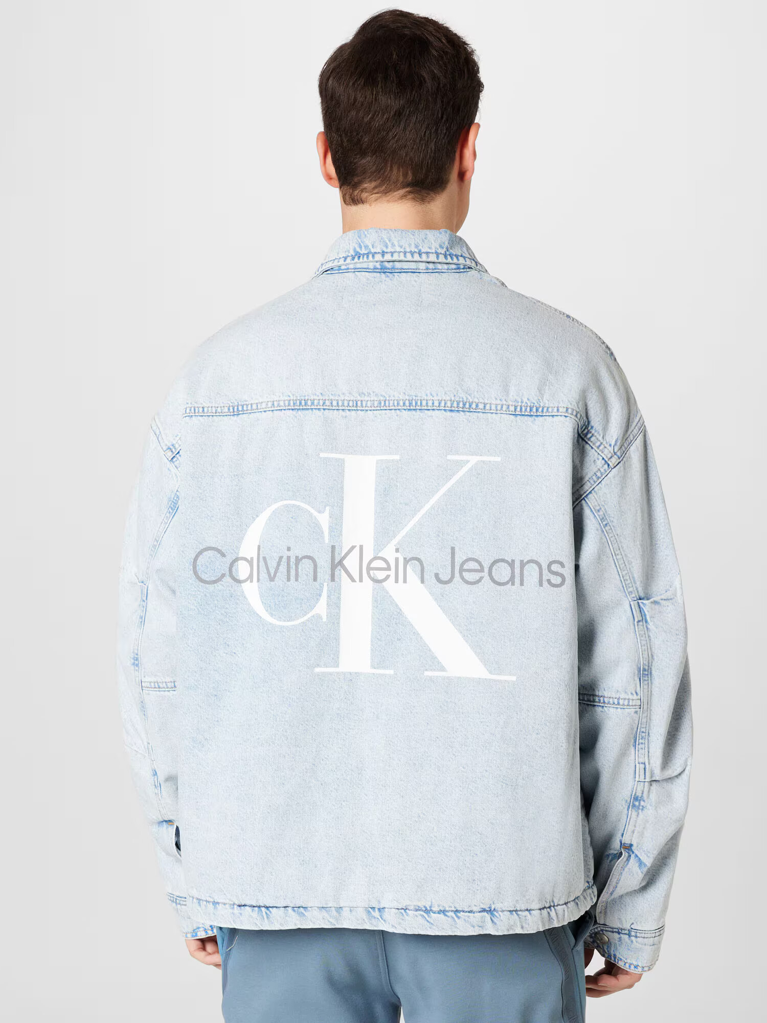 Calvin Klein Jeans Geacă de primăvară-toamnă albastru deschis / gri / alb - Pled.ro