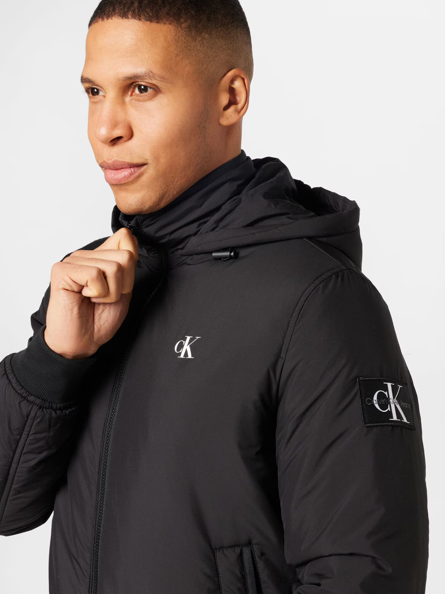 Calvin Klein Jeans Geacă de primăvară-toamnă 'HARRINGTON' negru / alb - Pled.ro