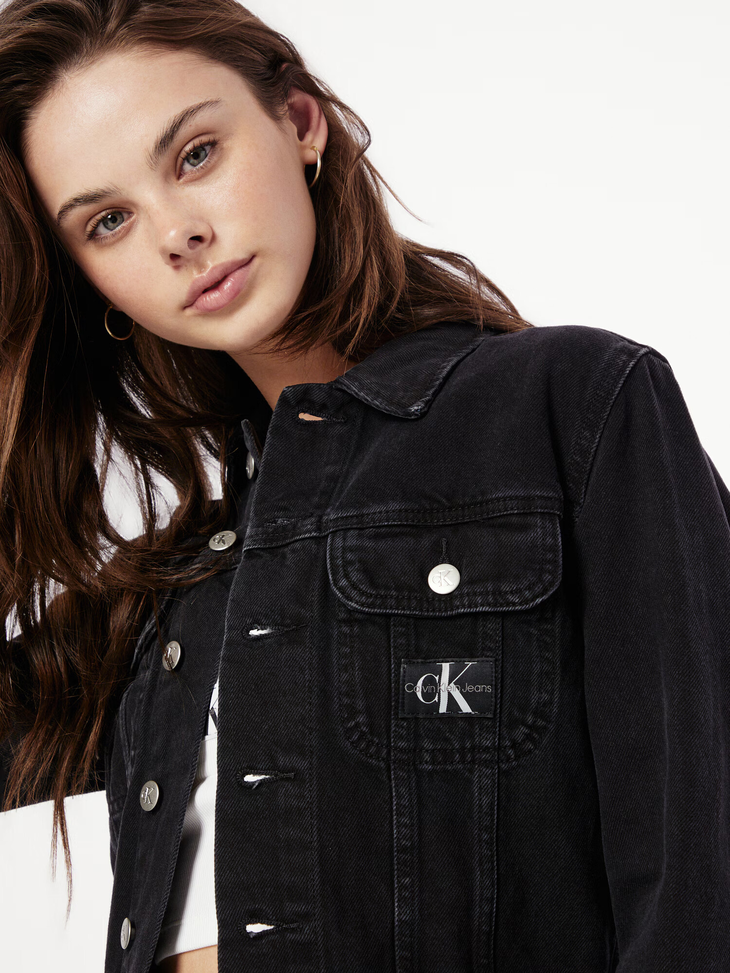 Calvin Klein Jeans Geacă de primăvară-toamnă negru / alb - Pled.ro