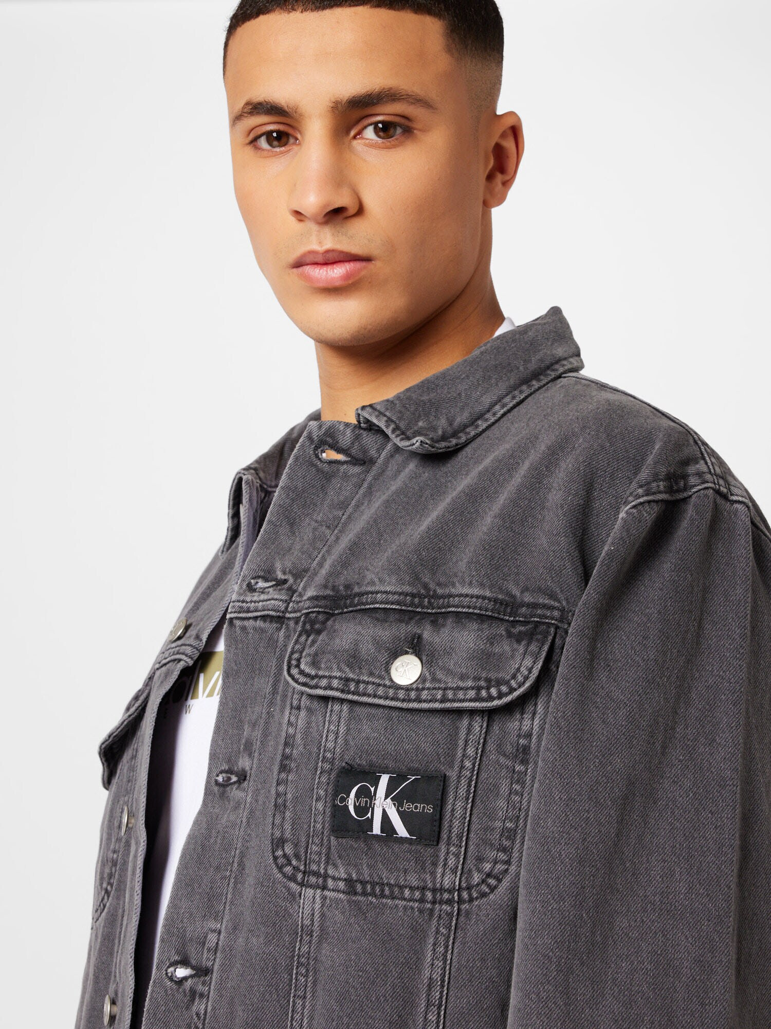 Calvin Klein Jeans Geacă de primăvară-toamnă negru denim - Pled.ro