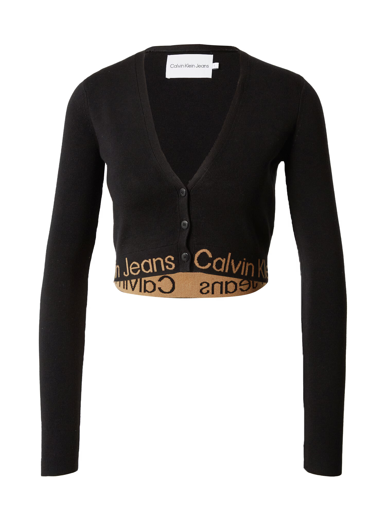 Calvin Klein Jeans Geacă tricotată maro deschis / negru - Pled.ro