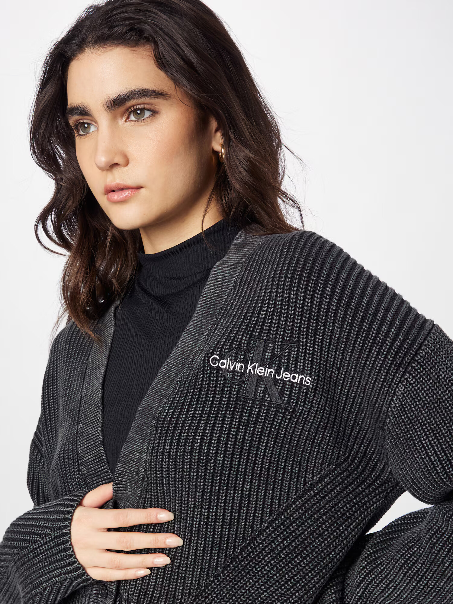 Calvin Klein Jeans Geacă tricotată negru / alb - Pled.ro