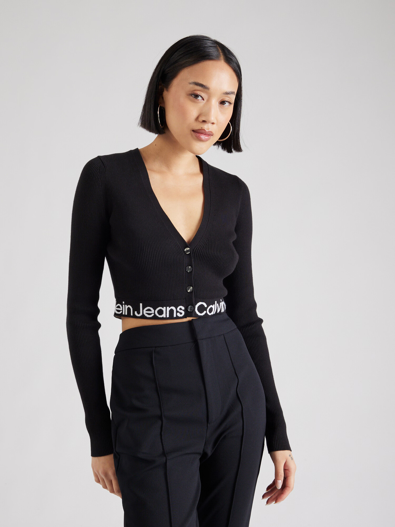 Calvin Klein Jeans Geacă tricotată negru / alb - Pled.ro