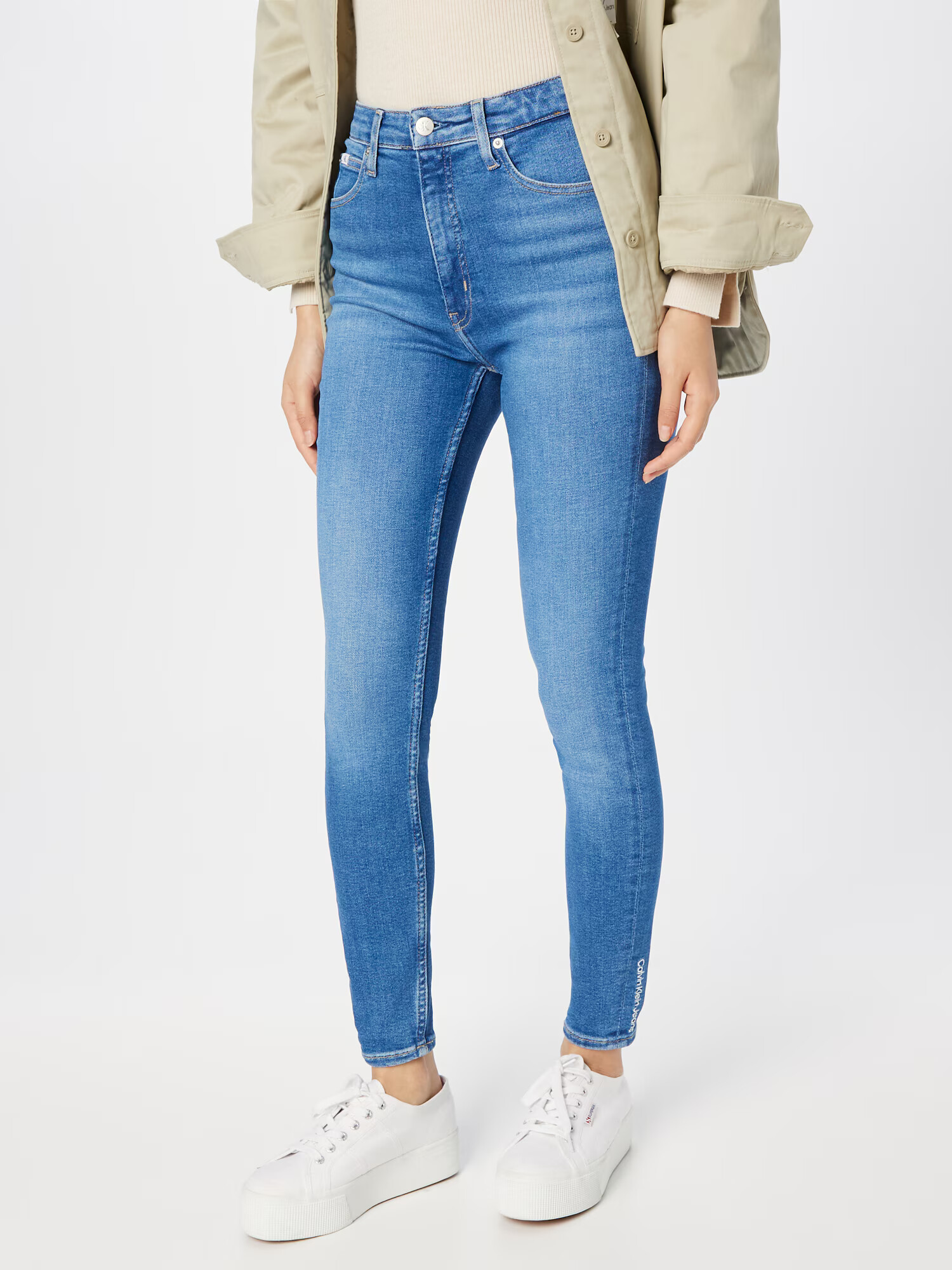 Calvin Klein Jeans Jeans albastru denim / alb - Pled.ro