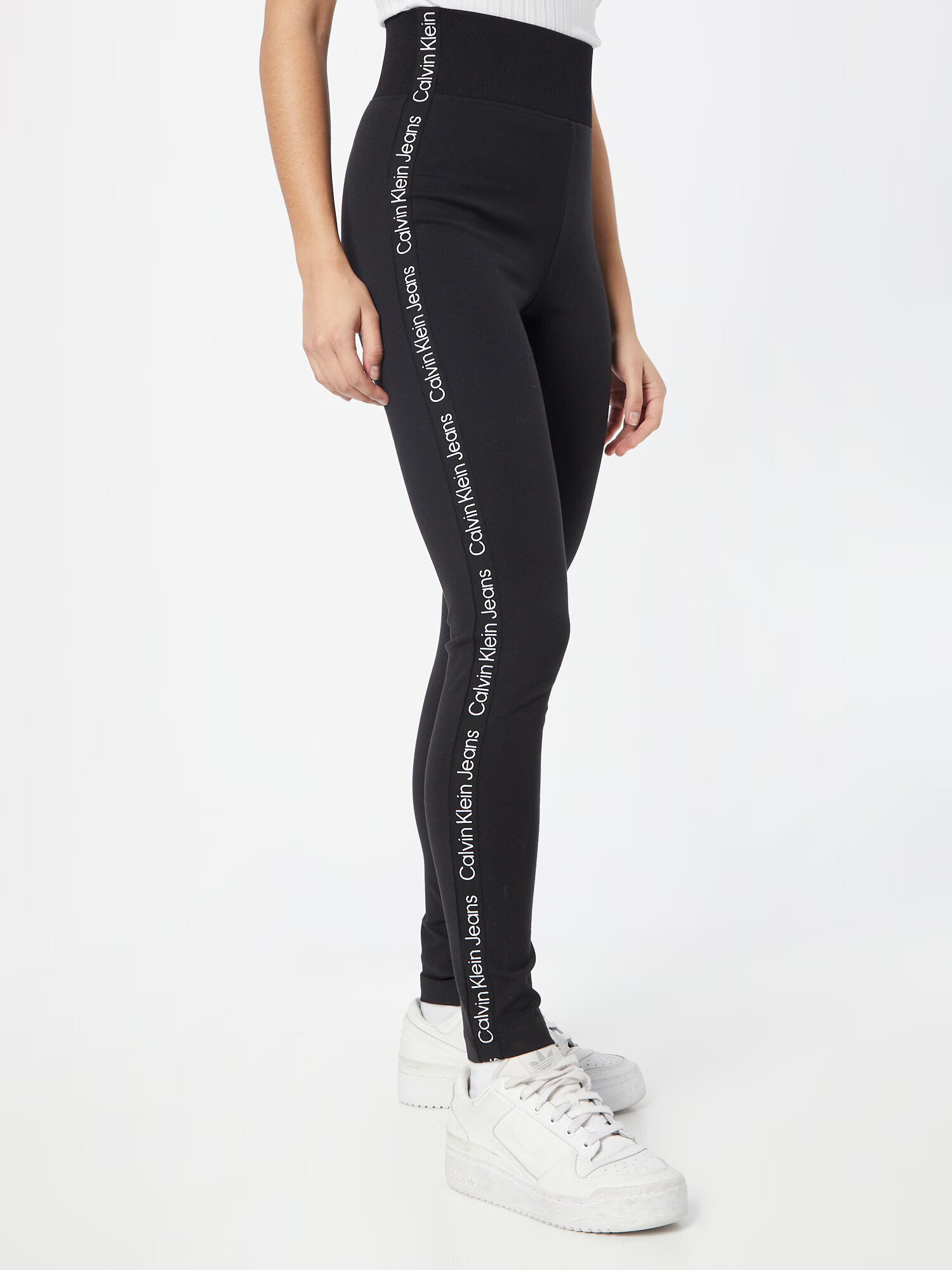 Calvin Klein Jeans Leggings negru / alb murdar - Pled.ro