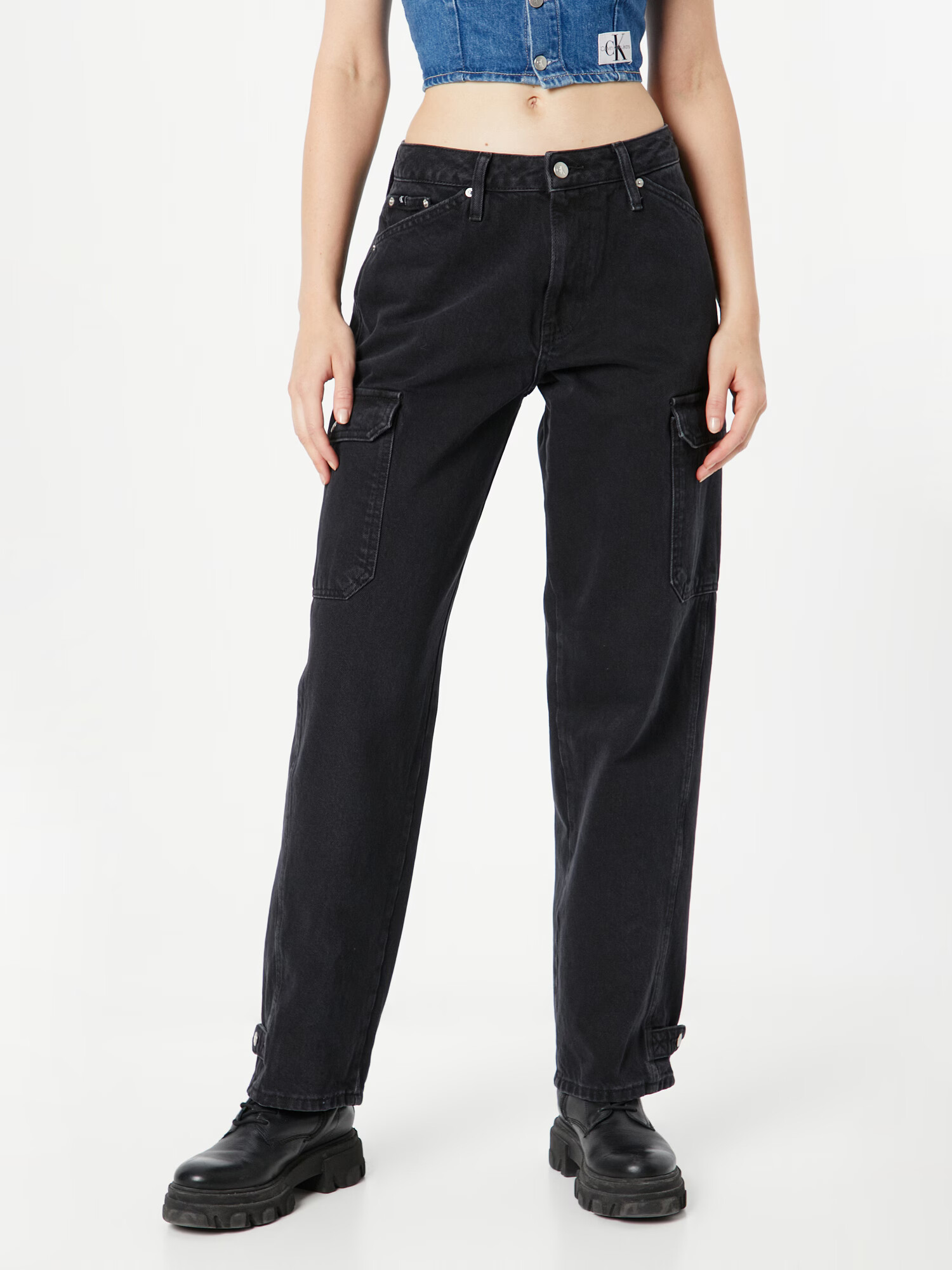 Calvin Klein Jeans Pantaloni eleganți negru denim - Pled.ro