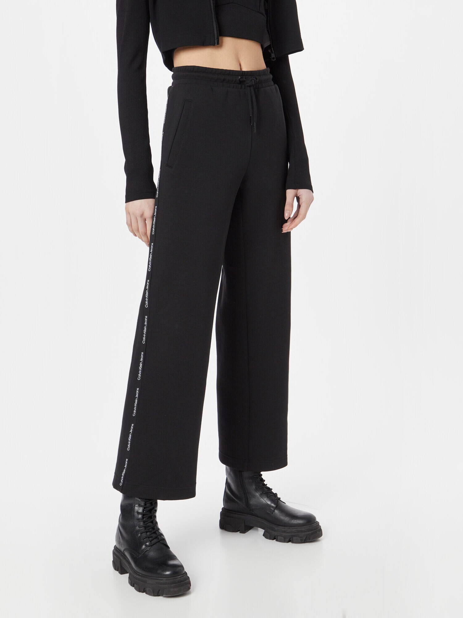 Calvin Klein Jeans Pantaloni negru / alb - Pled.ro