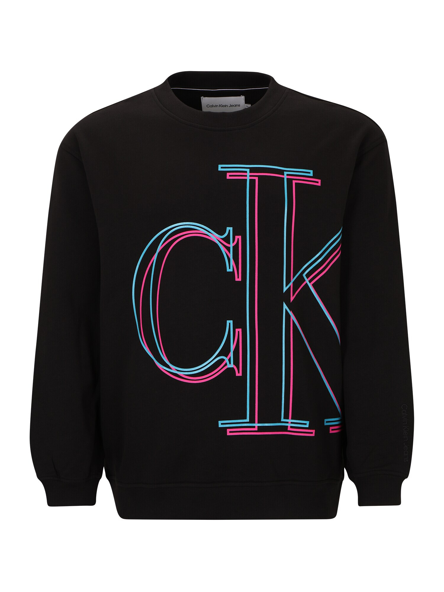 Calvin Klein Jeans Plus Bluză de molton 'Illuminated' albastru neon / roz neon / negru - Pled.ro