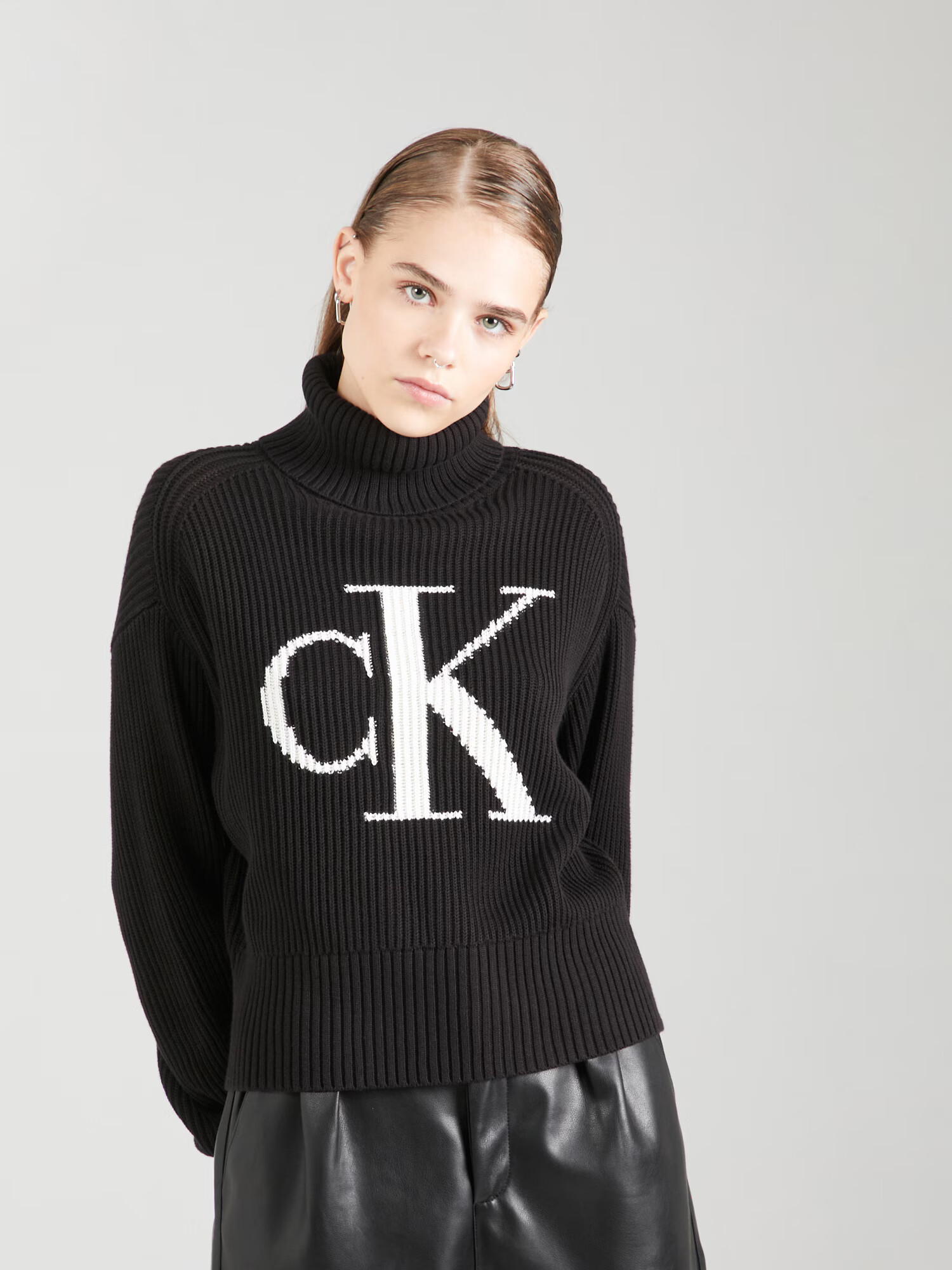 Calvin Klein Jeans Pulover negru / alb - Pled.ro