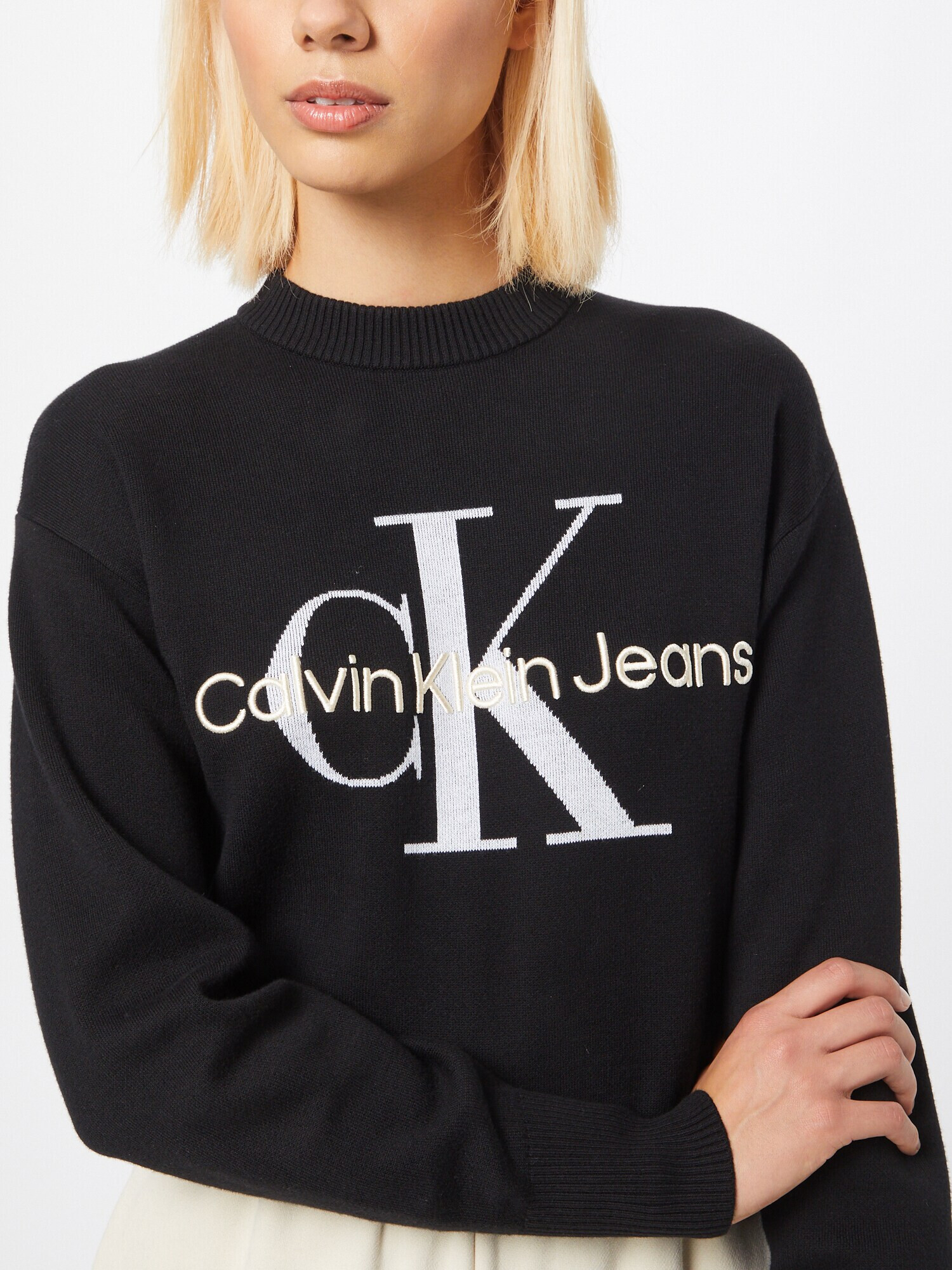 Calvin Klein Jeans Pulover crem / gri / negru - Pled.ro