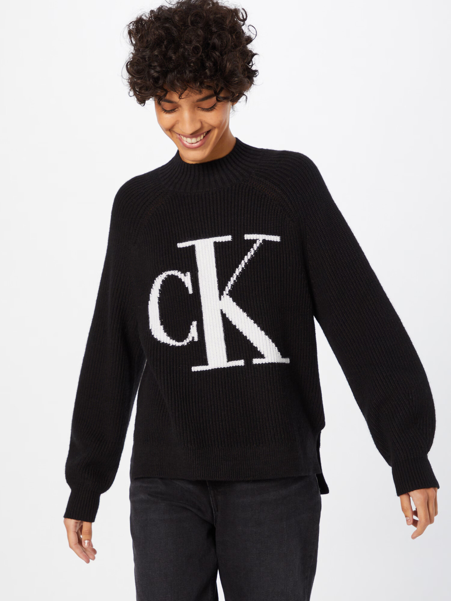 Calvin Klein Jeans Pulover negru / alb - Pled.ro