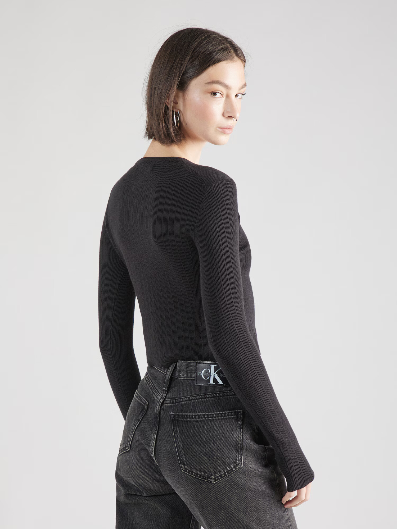 Calvin Klein Jeans Pulover negru / alb - Pled.ro